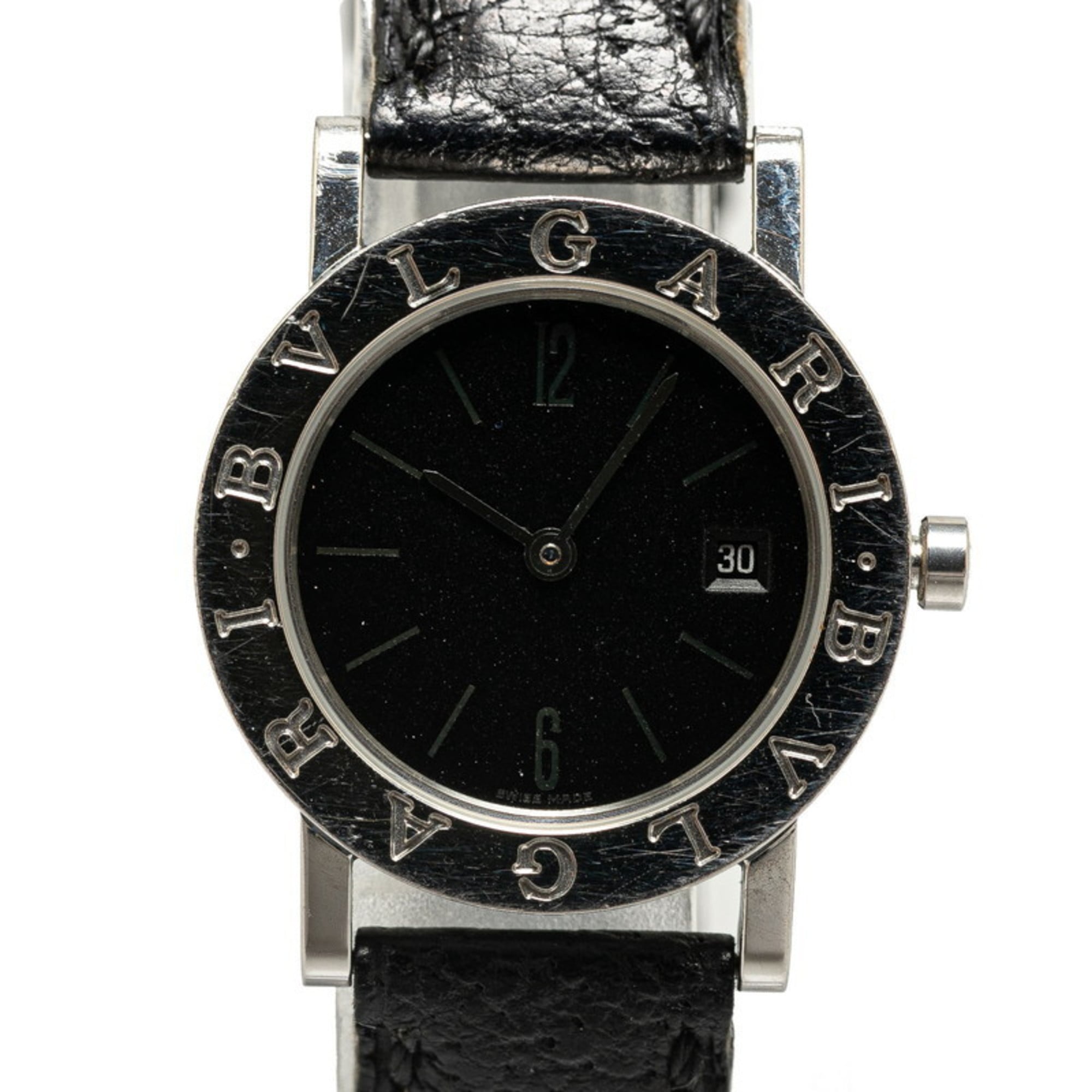 BVLGARI Watch BB26SLD Quartz Black Dial Stainless Steel Leather Women\'s