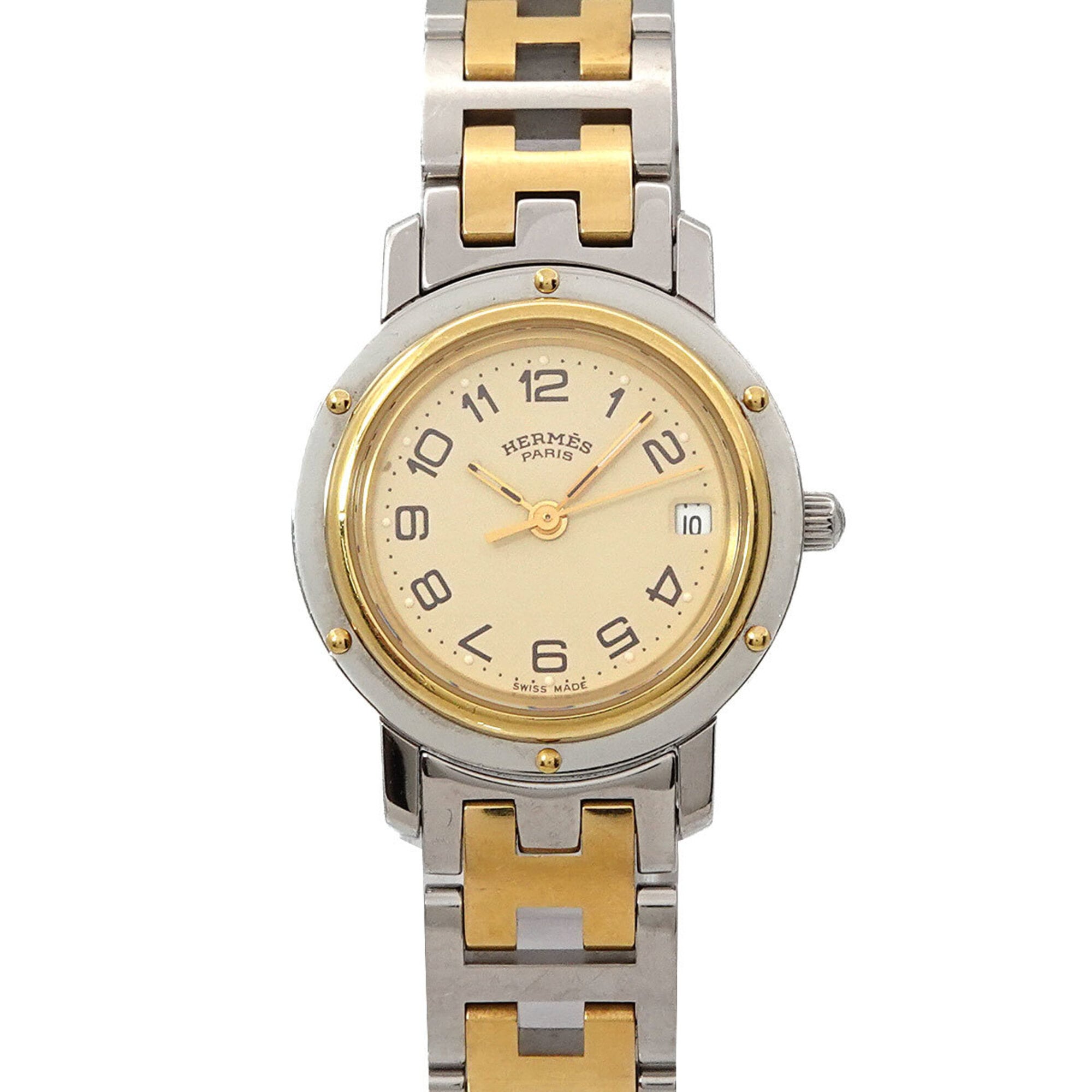 Hermes CL4 220 Women\'s Watch, Date, Ivory, Quartz Watch