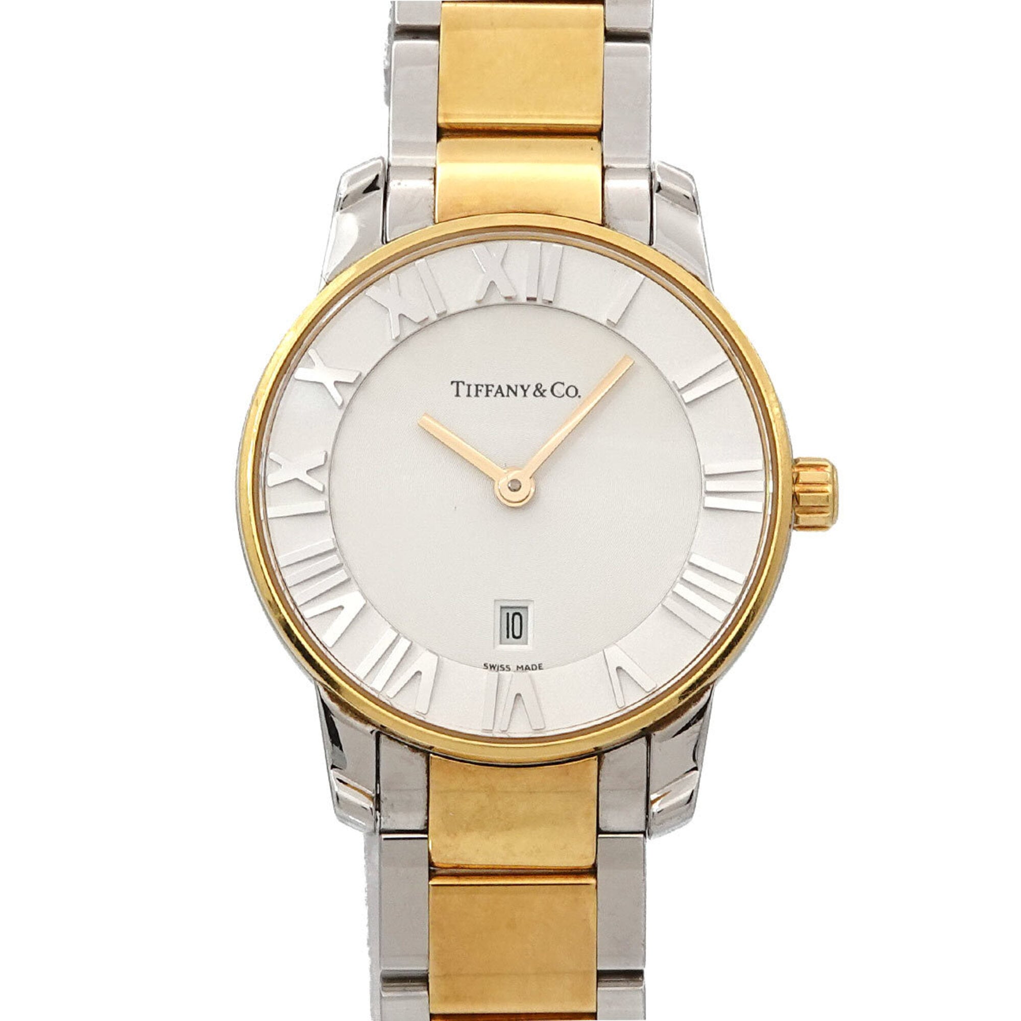 Tiffany & Co. Atlas Dome Combination Z1830 11 15A21A00A Ladies\' Watch, Date, Silver, Quartz Watch