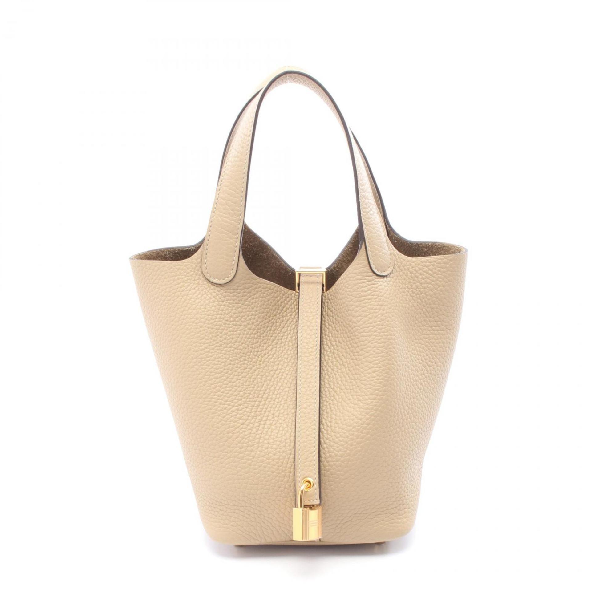 Hermes Herms Picotin Lock PM Handbag, Taurillon Clemence Leather, Beige, Women\'s, S251281R