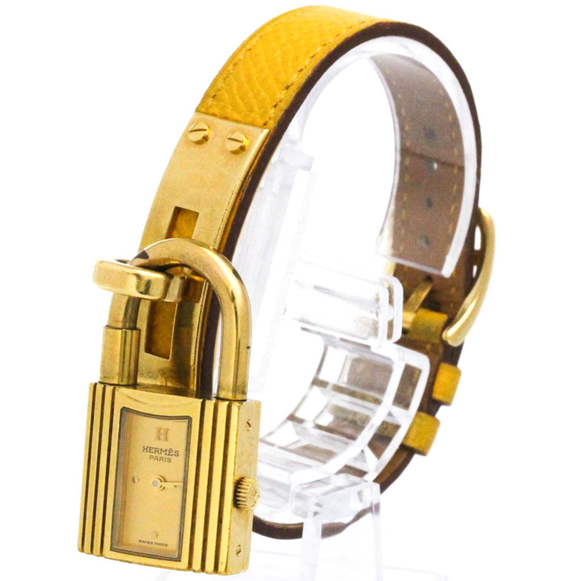 HERMES Kelly Watch Gold Plated Leather Quartz Ladies Watch