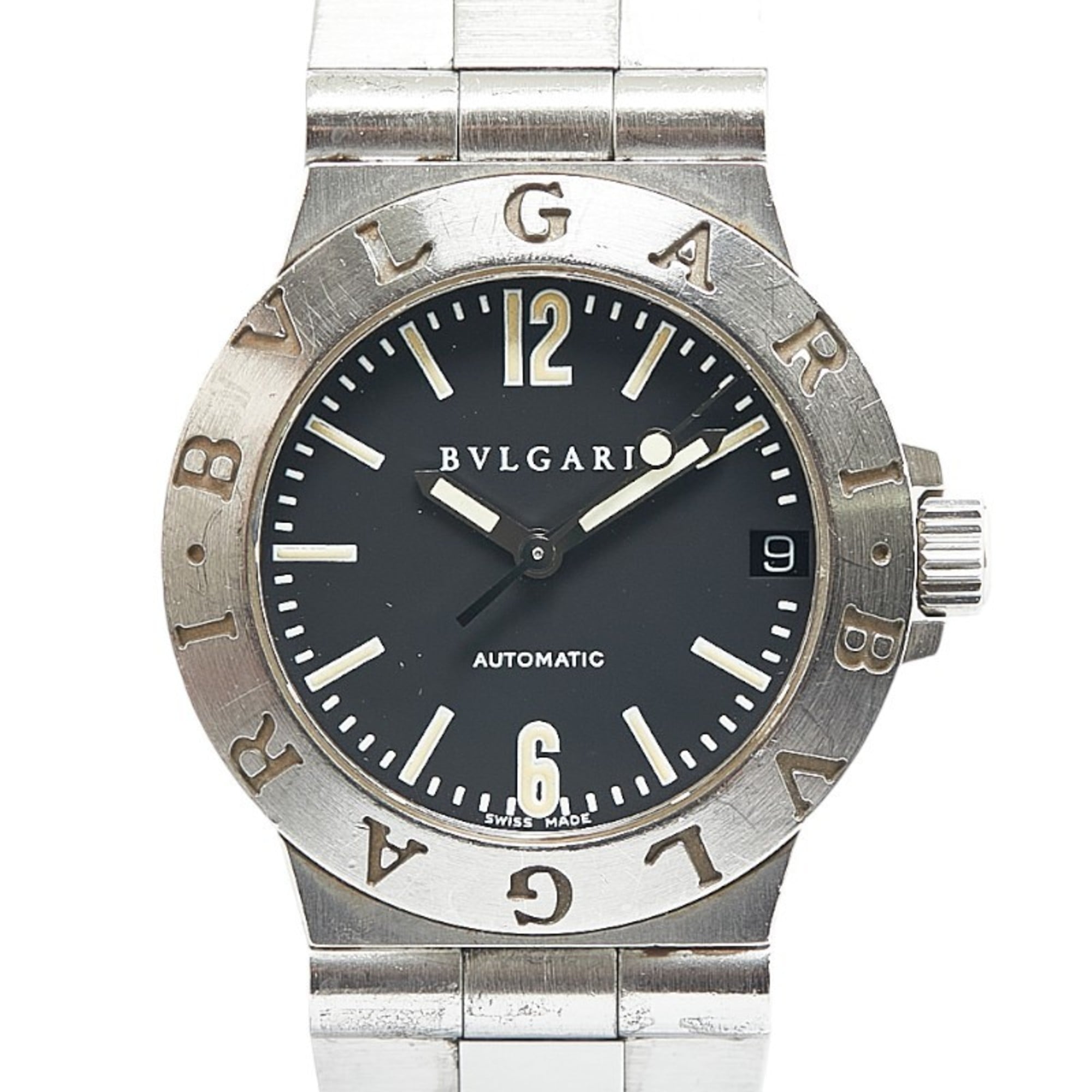 BVLGARI Diagono Sports Watch LCV29S Automatic Black Dial Stainless Steel Women\'s