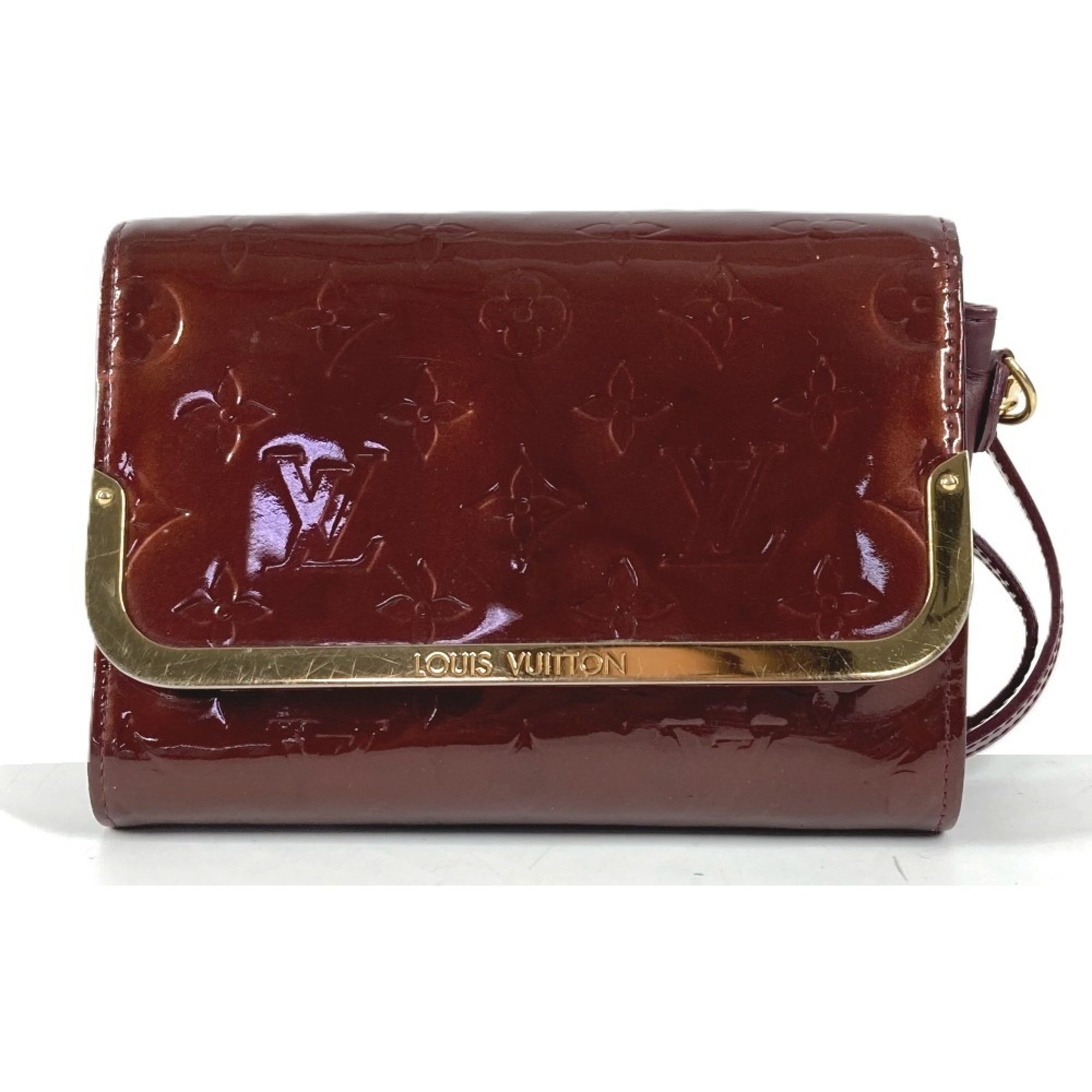 LOUIS VUITTON M91547 Monogram Vernis Rossmore PM 2-Way Bag Shoulder Clutch Canvas Women\'s Rouge Fau