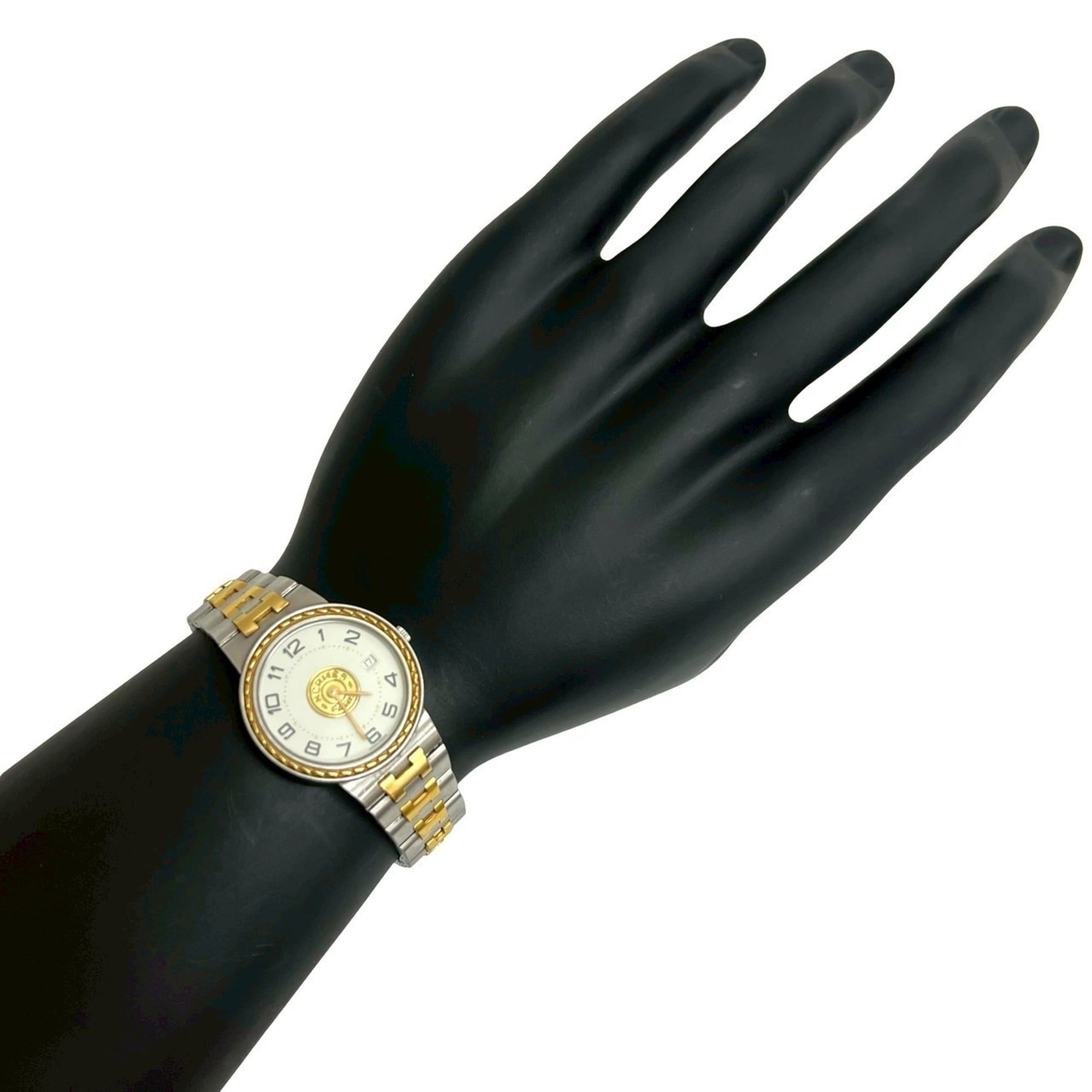 HERMES Serie Stainless Steel GP Watch, Silver and Gold, 31402
