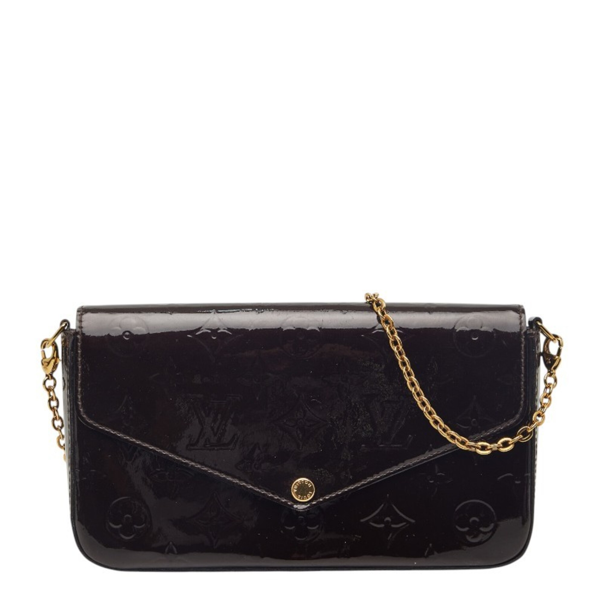 Louis Vuitton Monogram Vernis Pochette Felicie Chain Shoulder Bag M61267 Amarante Purple Patent Leat