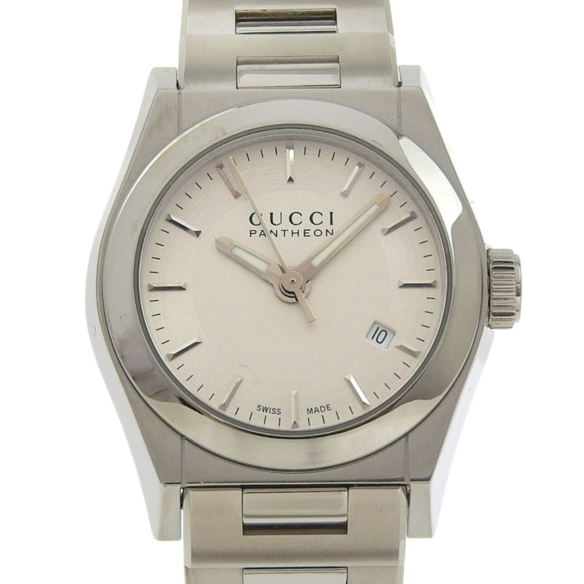Gucci Pantheon Women\'s Watch, 115.5mm Stainless Steel Quartz Analog Silver Dial
