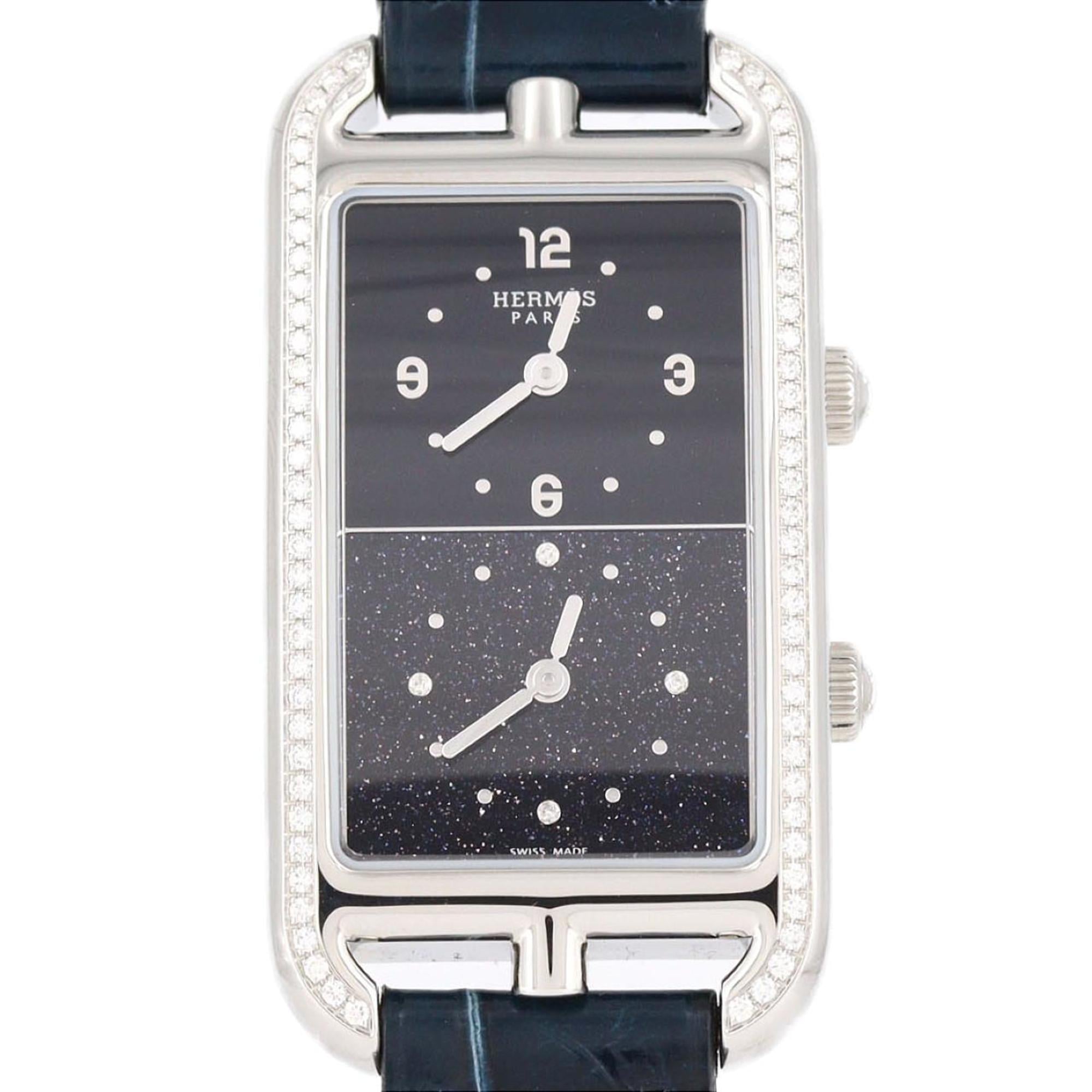 Herms Nantucket Dual Time D 4P NA3.230 Stainless Steel Quartz Watch
