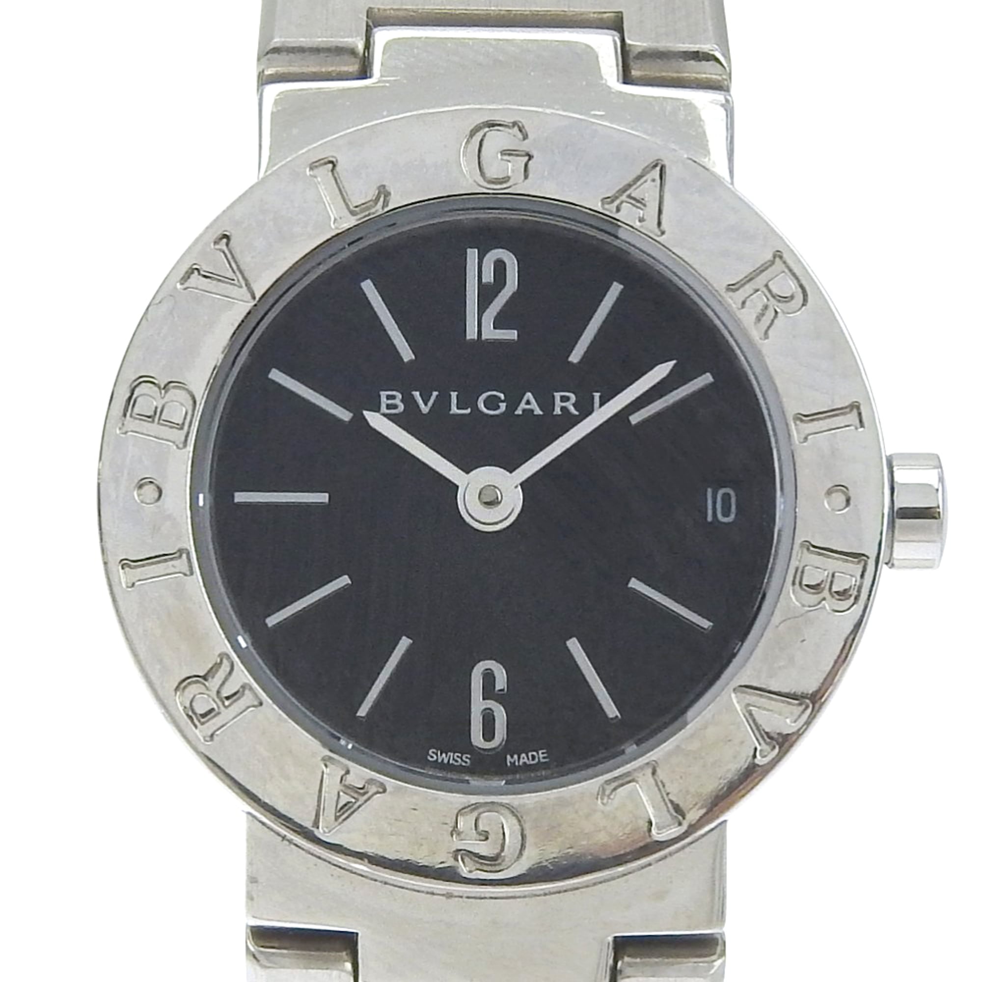 BVLGARI Watch BB23SS Stainless Steel Quartz Analog Display Black Dial Women\'s