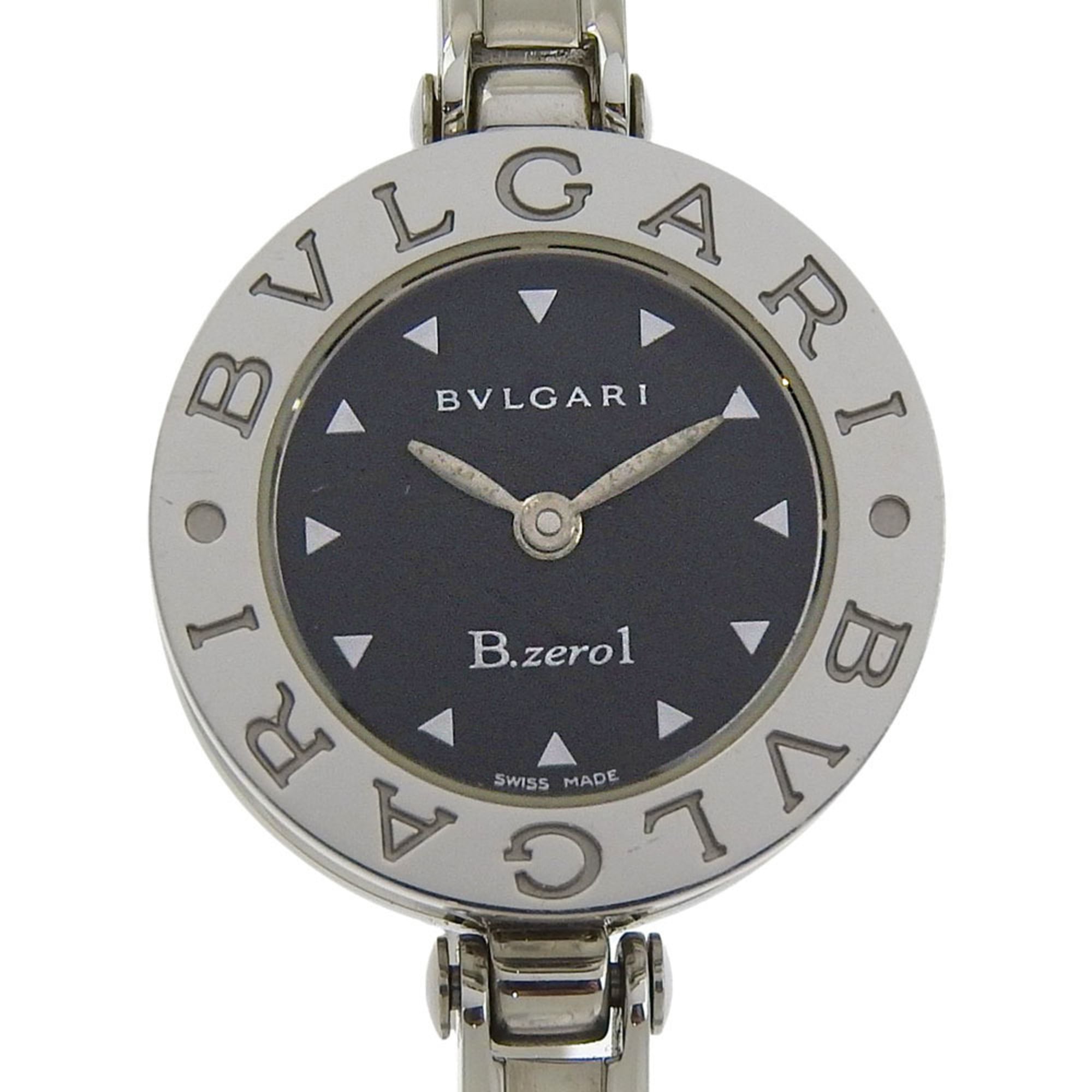 BVLGARI BZ22S Women\'s Stainless Steel Quartz Analog Watch with Black Dial