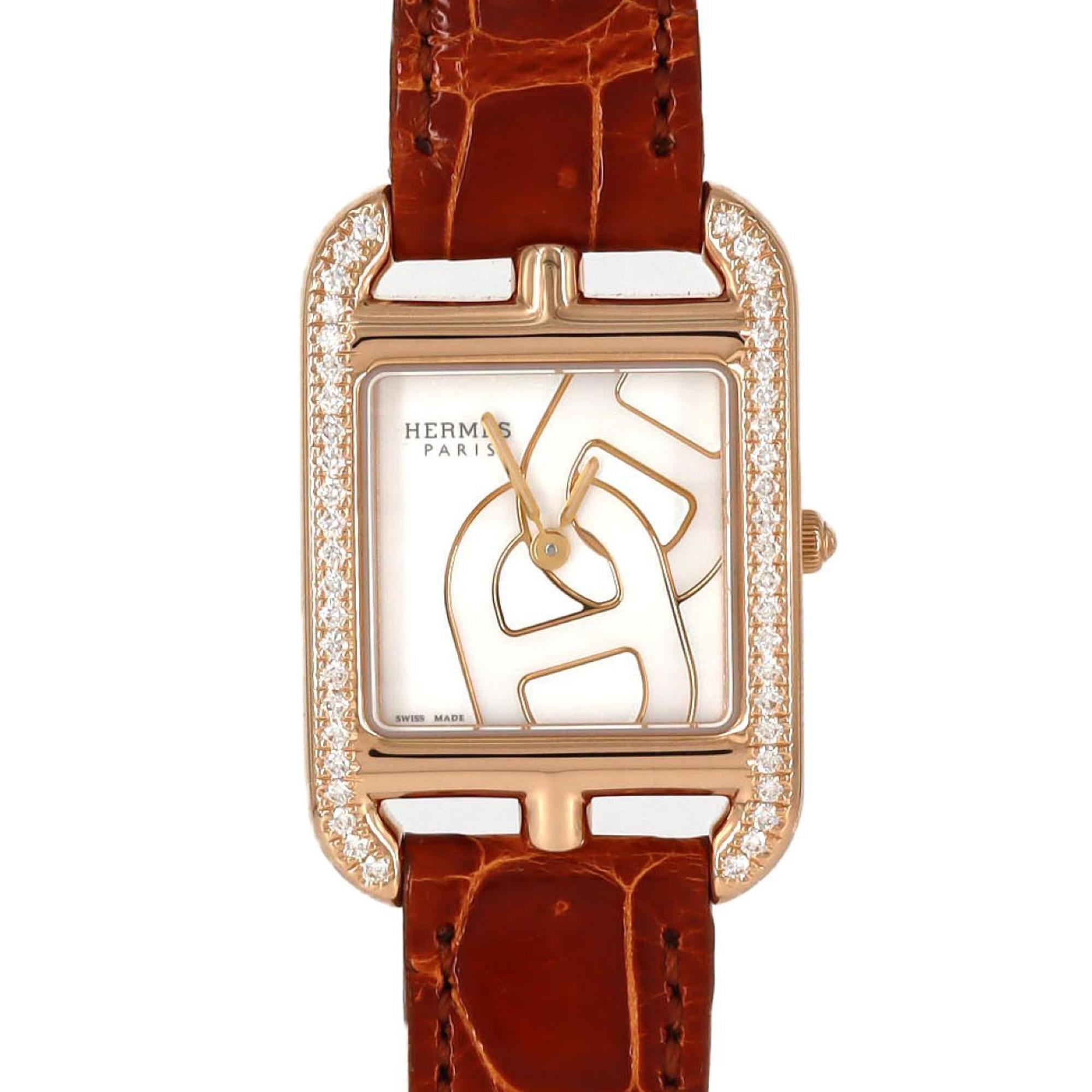 Herms Cape Cod Chaine d\'Ancrejoyer PG D CC1.371 PG/RG Quartz Watch
