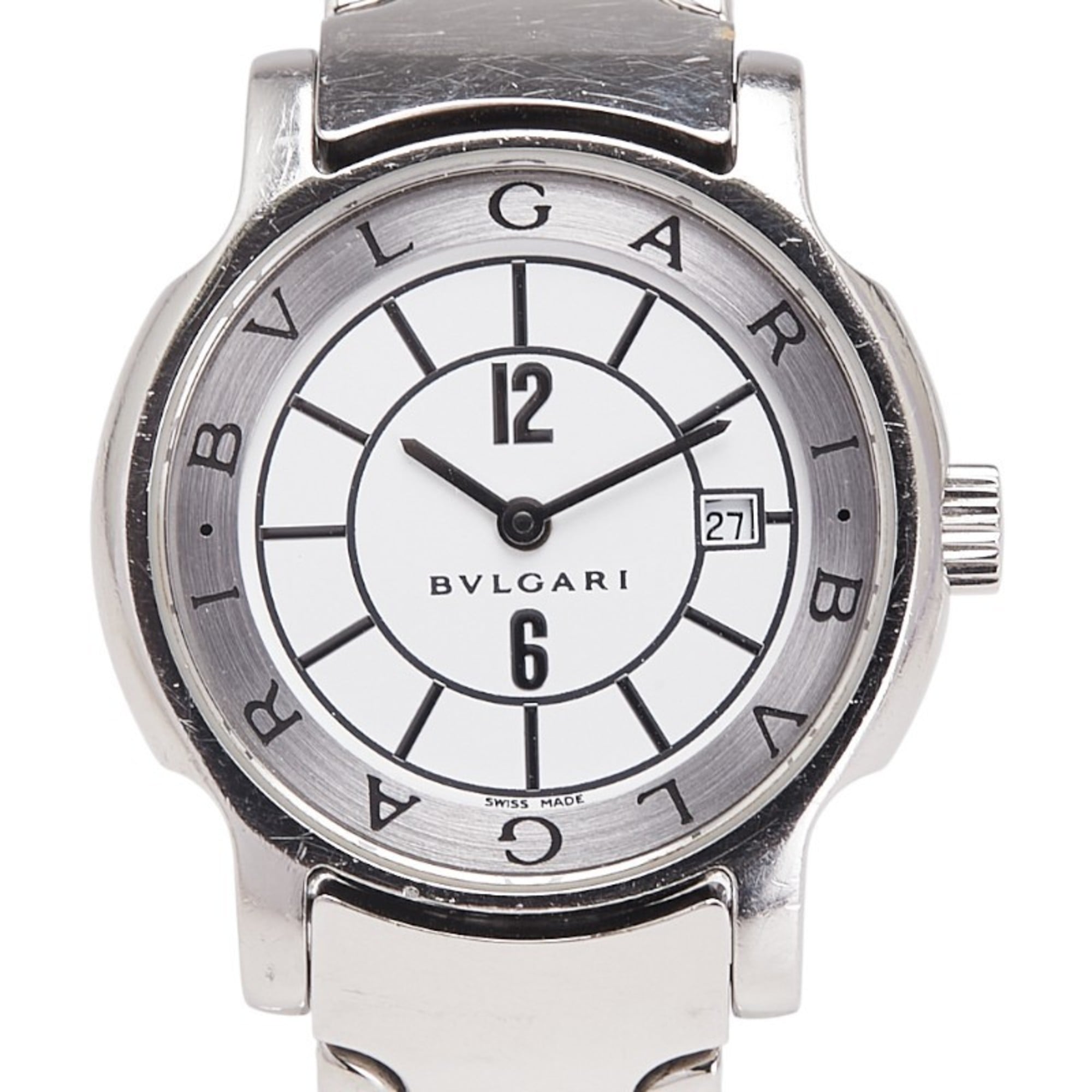 Bvlgari Solotempo Date Watch ST29S Quartz White Dial Stainless Steel Women\'s BVLGARI