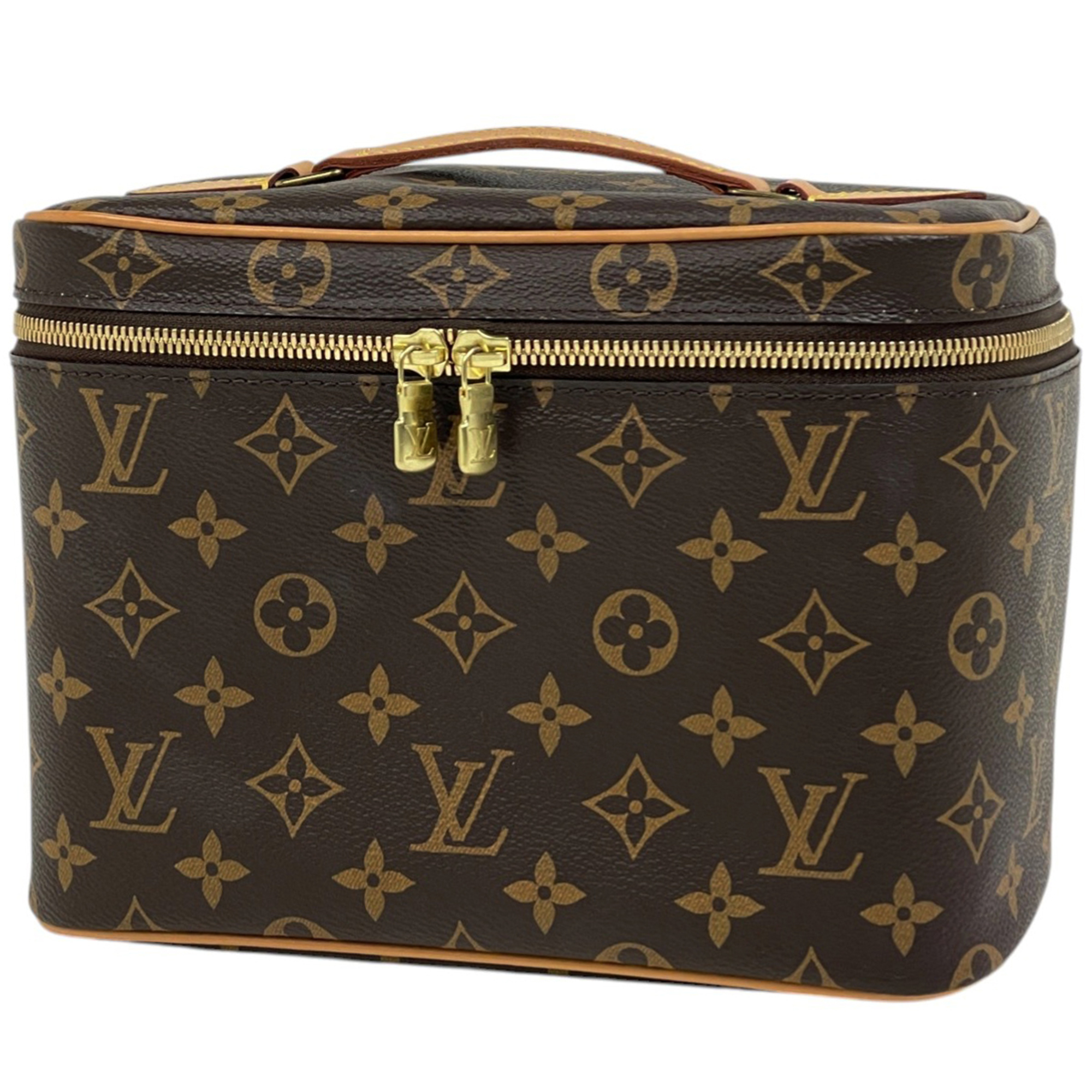 Louis Vuitton Nice BB Handbag/Makeup Pouch, Monogram Brown, M42265, Women\'s