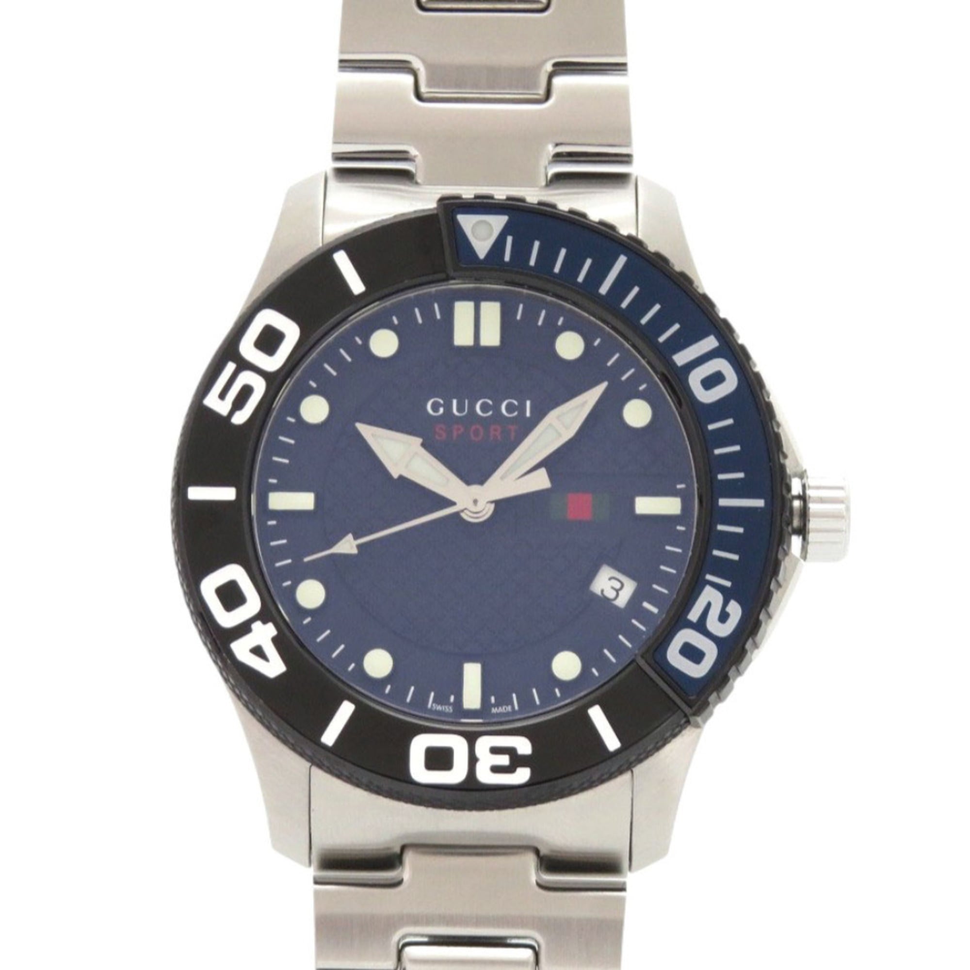 Excellent condition Gucci G-Timeless Sport 126.2 YA126282 Quartz Watch Stainless Steel Navy 0216 GUC