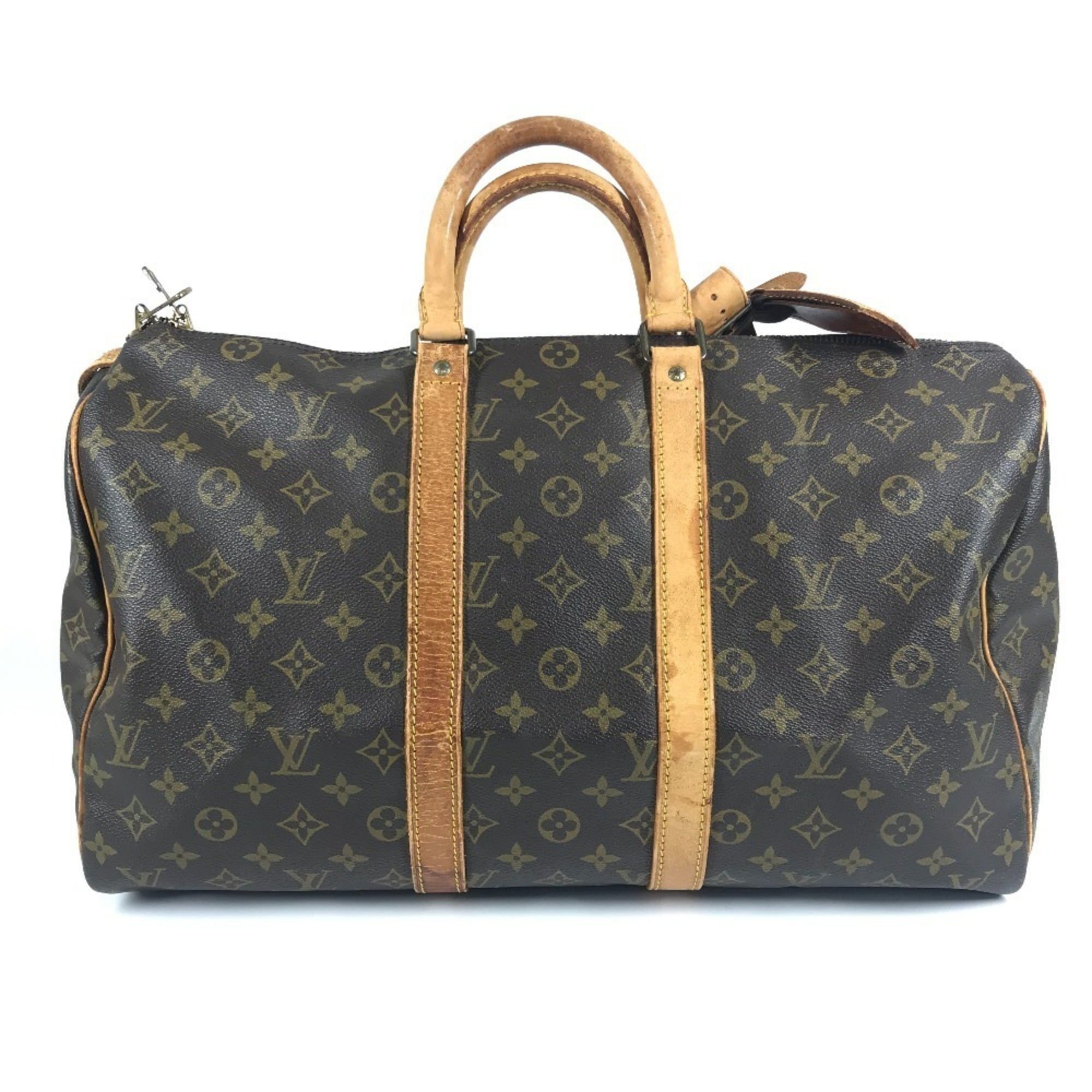 LOUIS VUITTON M41428 Monogram Keepall 45 Bag, Travel Handbag, Boston Canvas, Men\'s, Women\'s, Brown