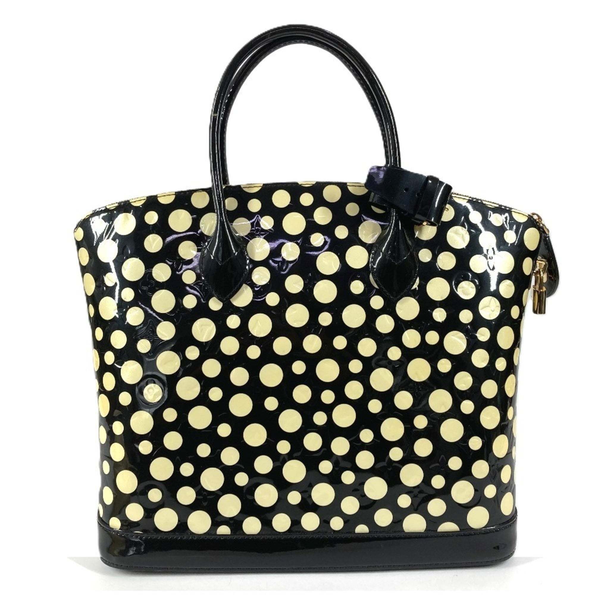 LOUIS VUITTON M91399 Vernis Dot Infinity Yayoi Kusama Lockit MM Bag Tote Polka Handbag Patent Leathe