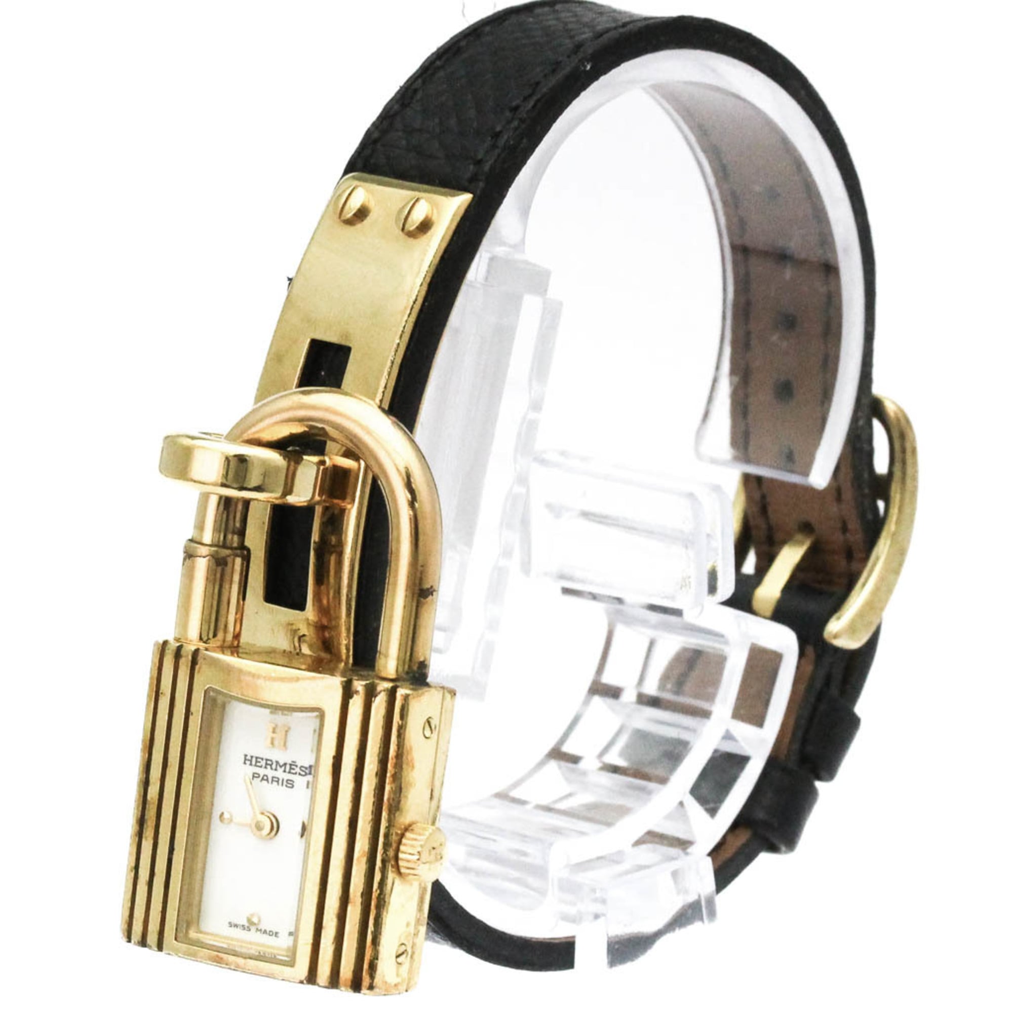HERMES Kelly Watch Gold Plated Leather Quartz Ladies Watch