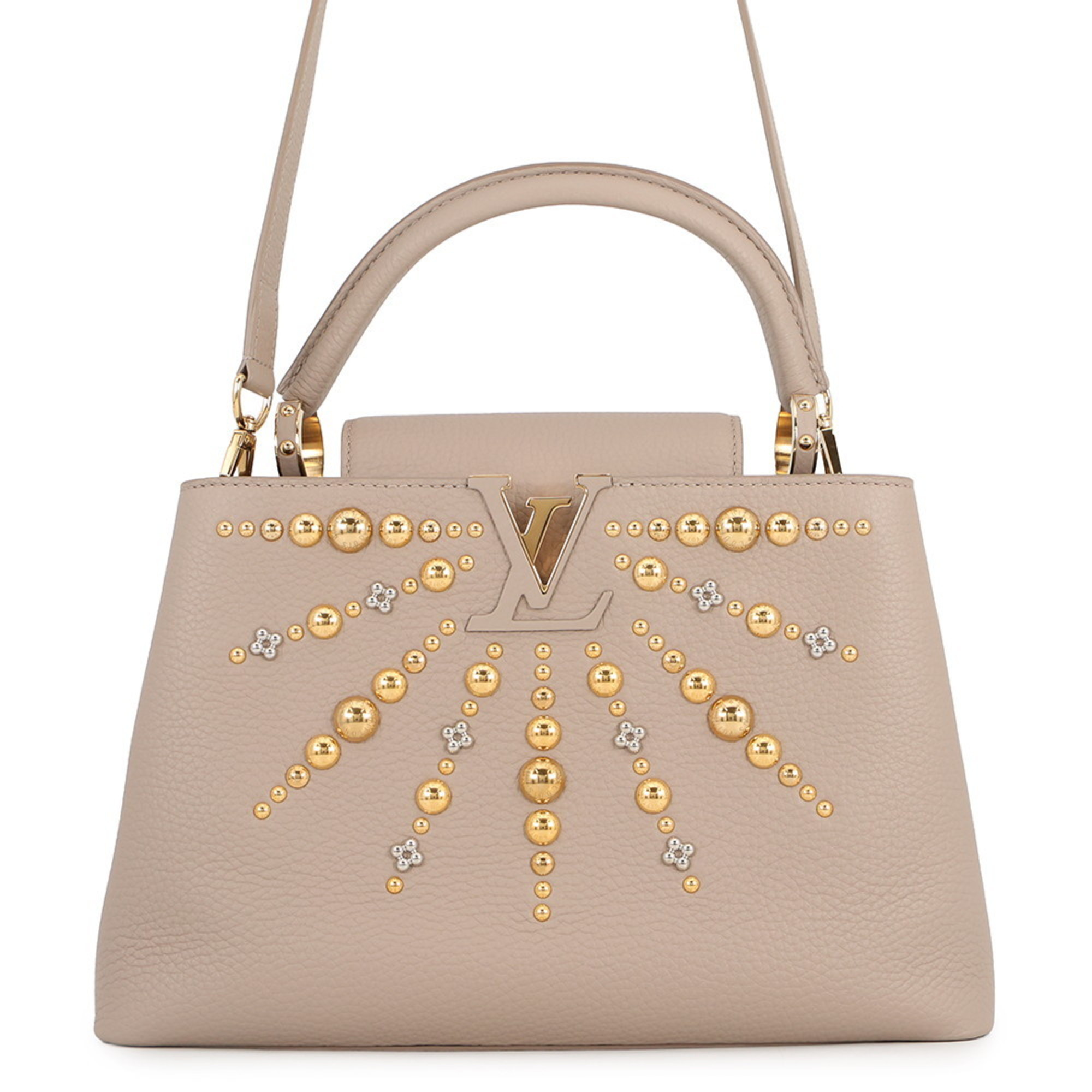 Louis Vuitton Capucines MM Leather Handbag, LOUIS VUITTON, 2-Way Shoulder Bag with Studs, Vuitton, W