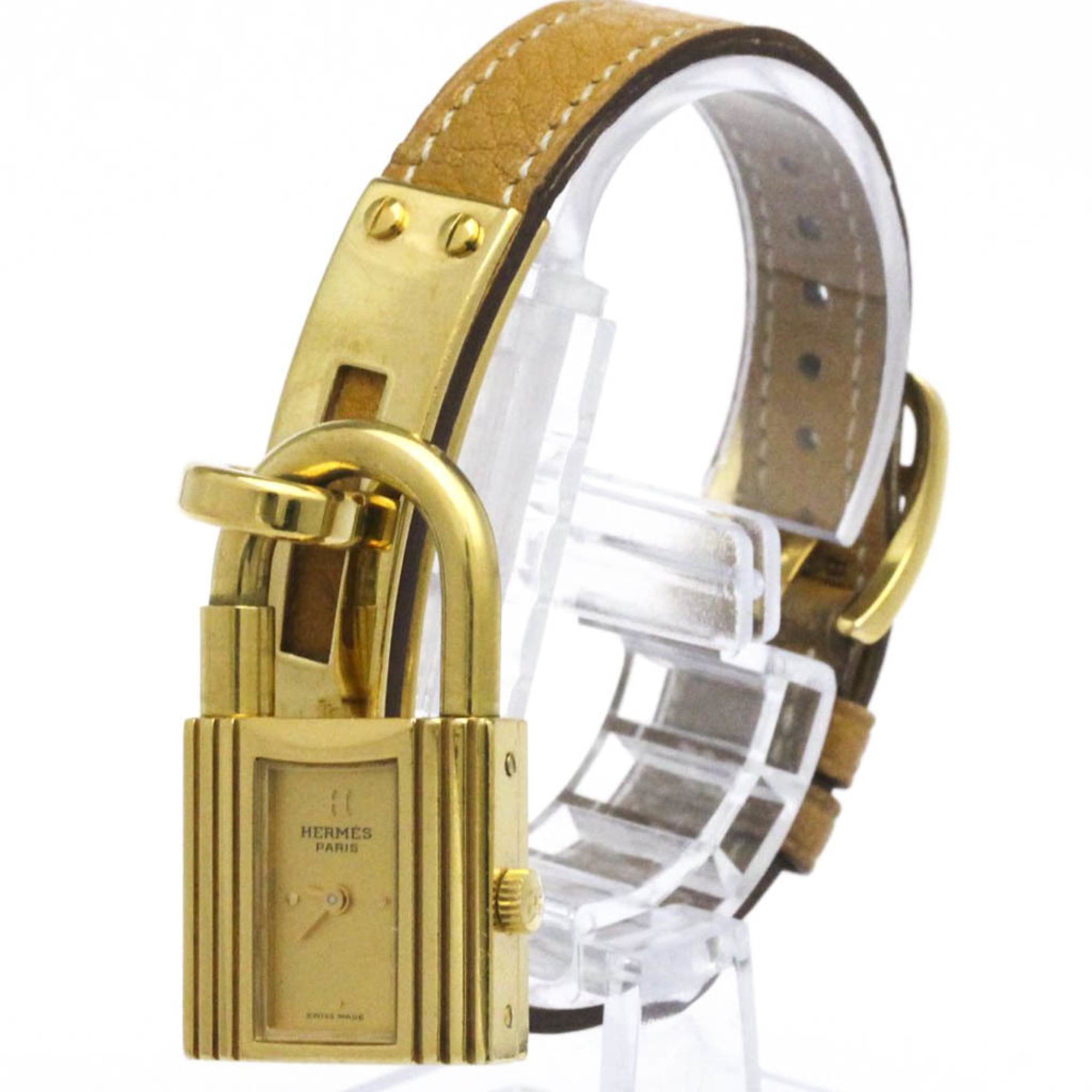 HERMES Kelly Watch Gold Plated Leather Quartz Ladies Watch