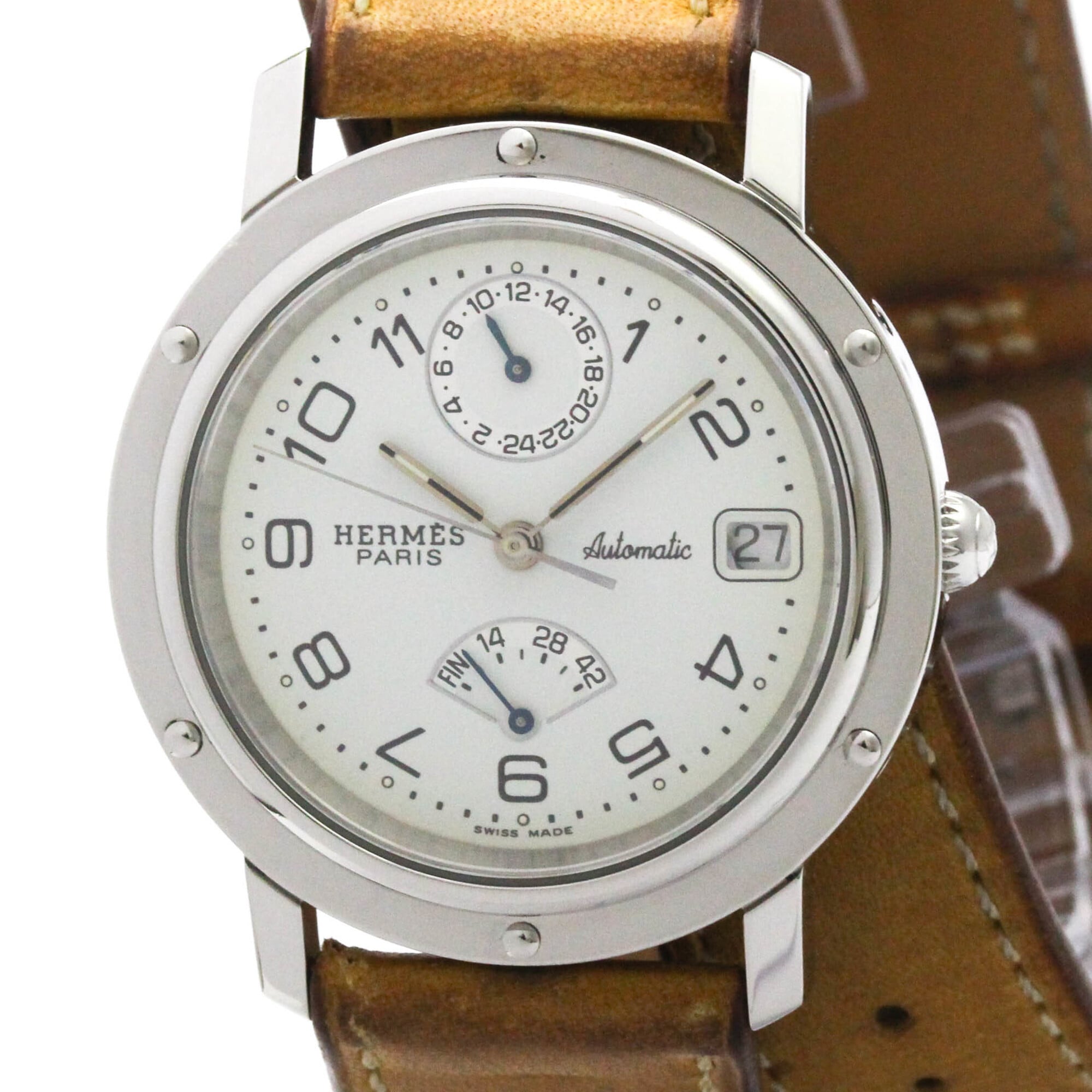 HERMES Clipper Power Reserve Double Tour Mens Watch CL5.710 Polished