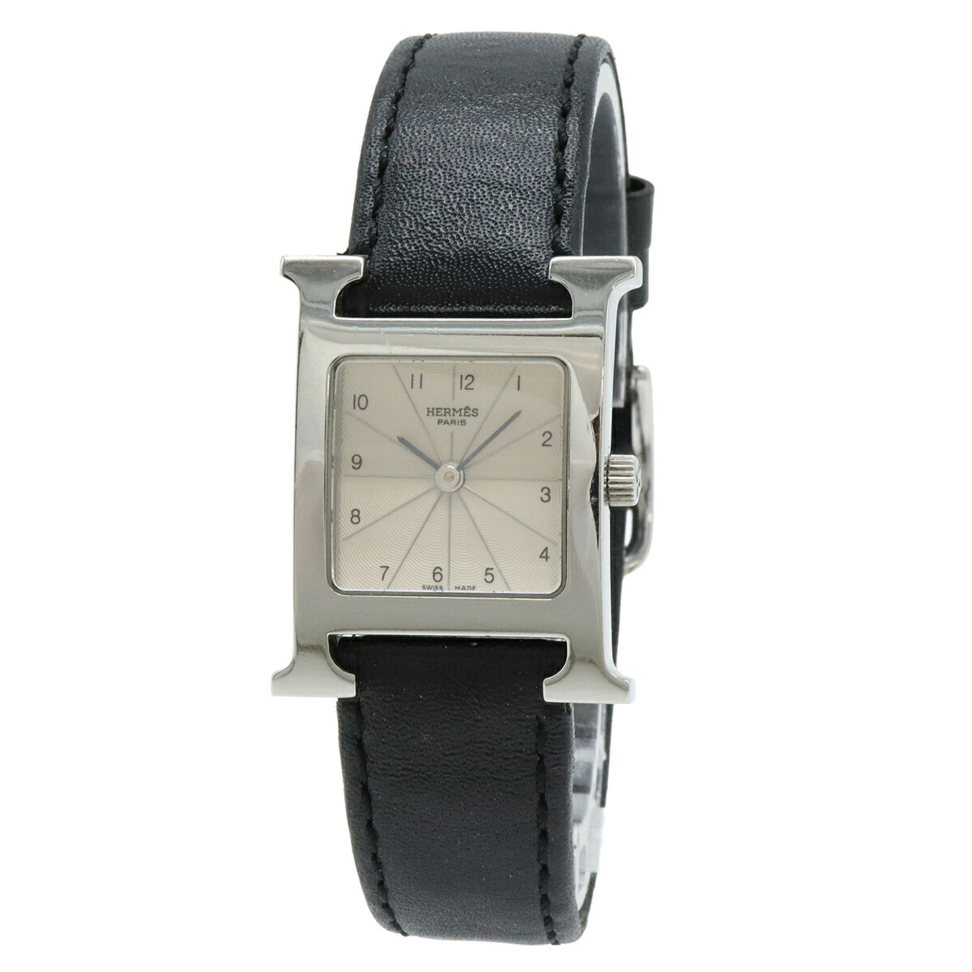 HERMES H Watch, Silver Dial, Stainless Steel Strap, Women\'s Quartz Wristwatch, HH1.210