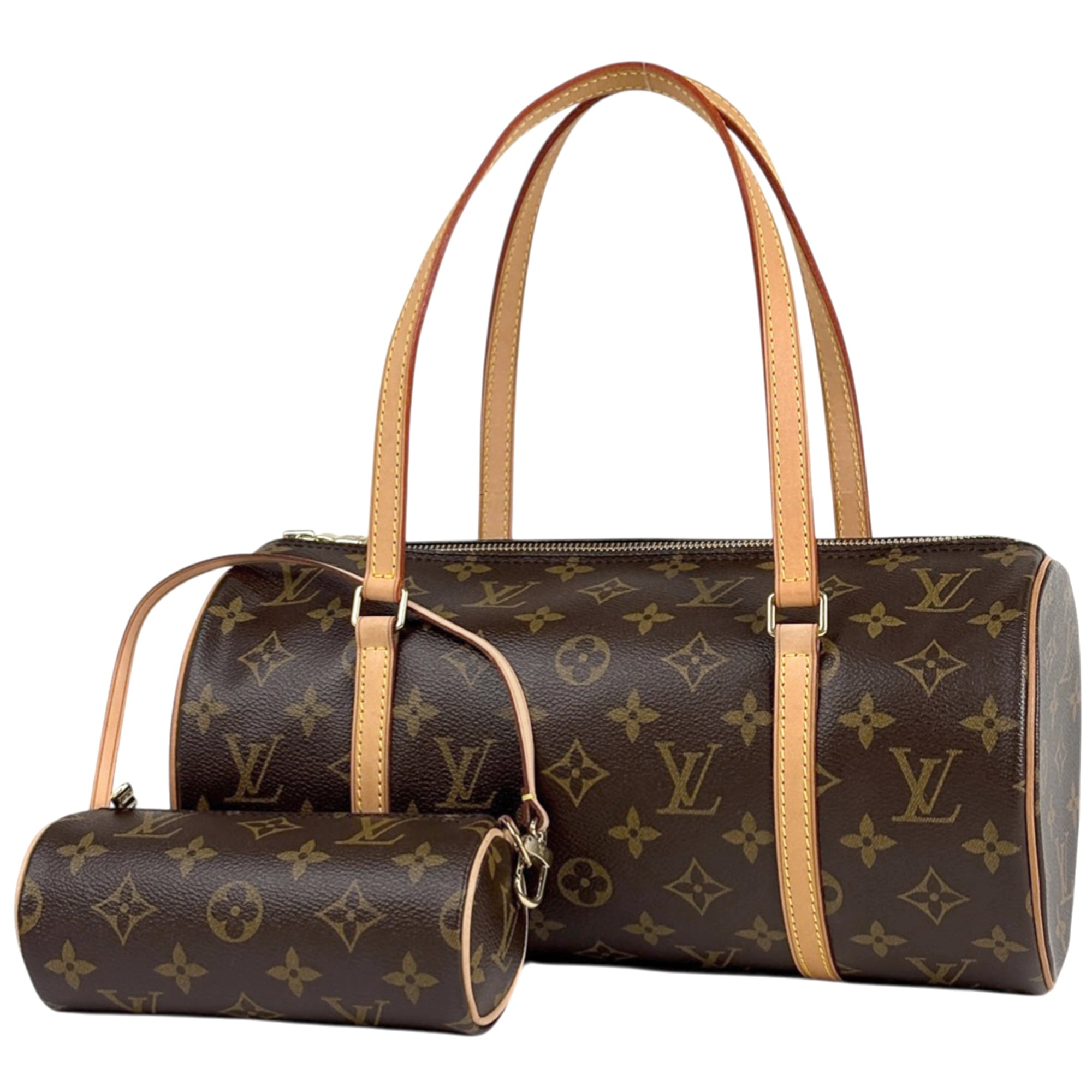 Louis Vuitton Papillon 30 Barrel Bag (Cylindrical, Older Model) Handbag, Monogram Brown, M51385, Wom