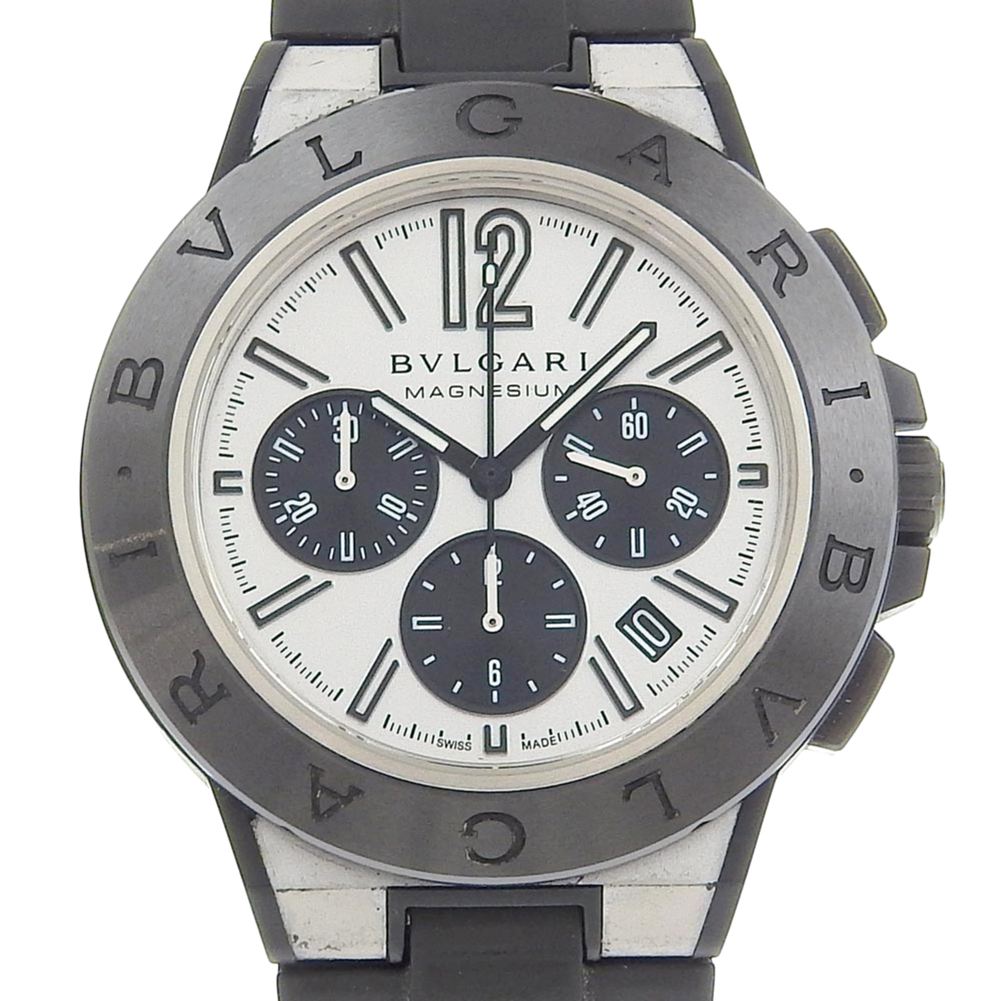 Bvlgari Diagono Magnesium Chronograph Watch DG42SMCCH, Rubber and Automatic with Silver Dial, Men\'s