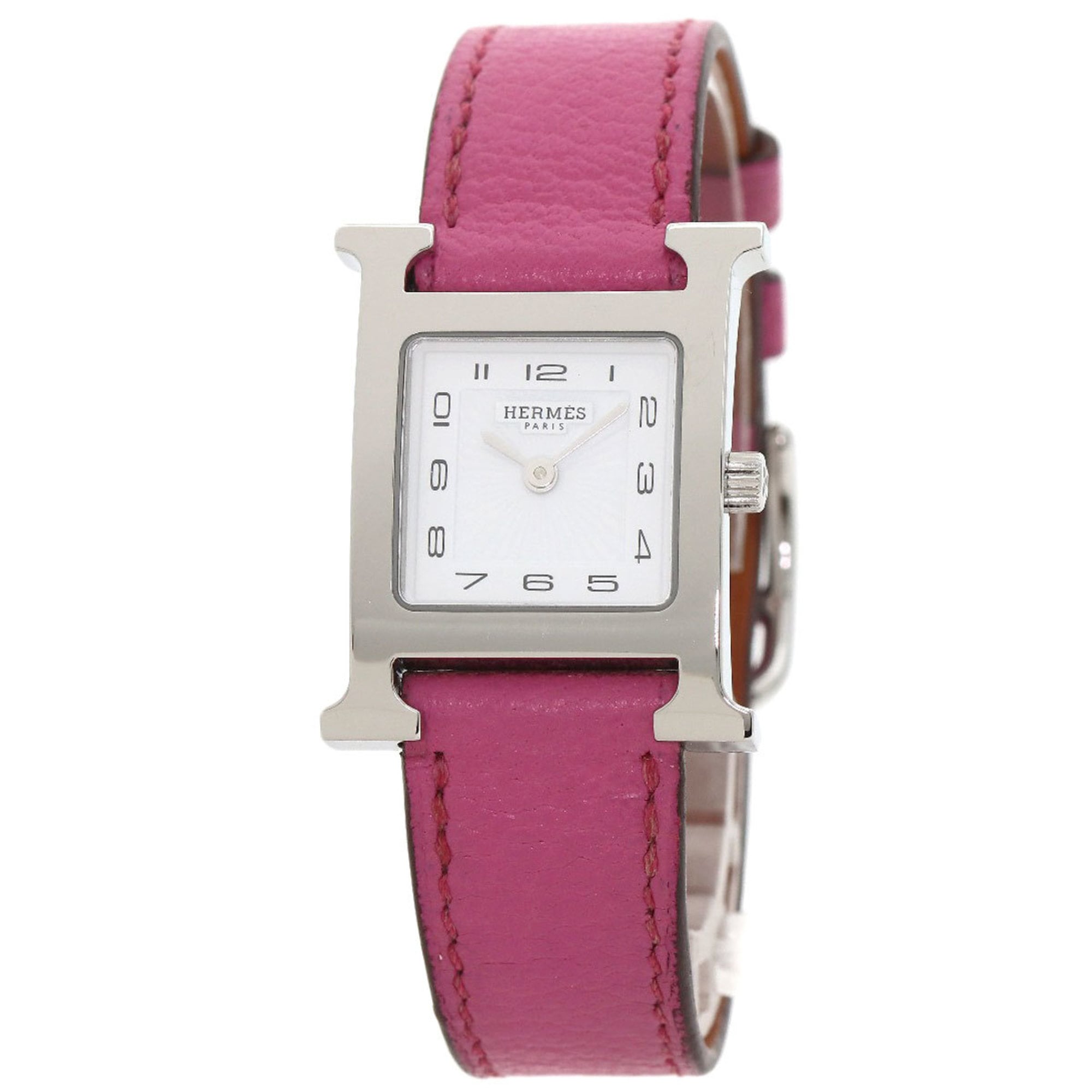 Hermes HH1.210 H Watch Stainless Steel Leather Ladies HERMES