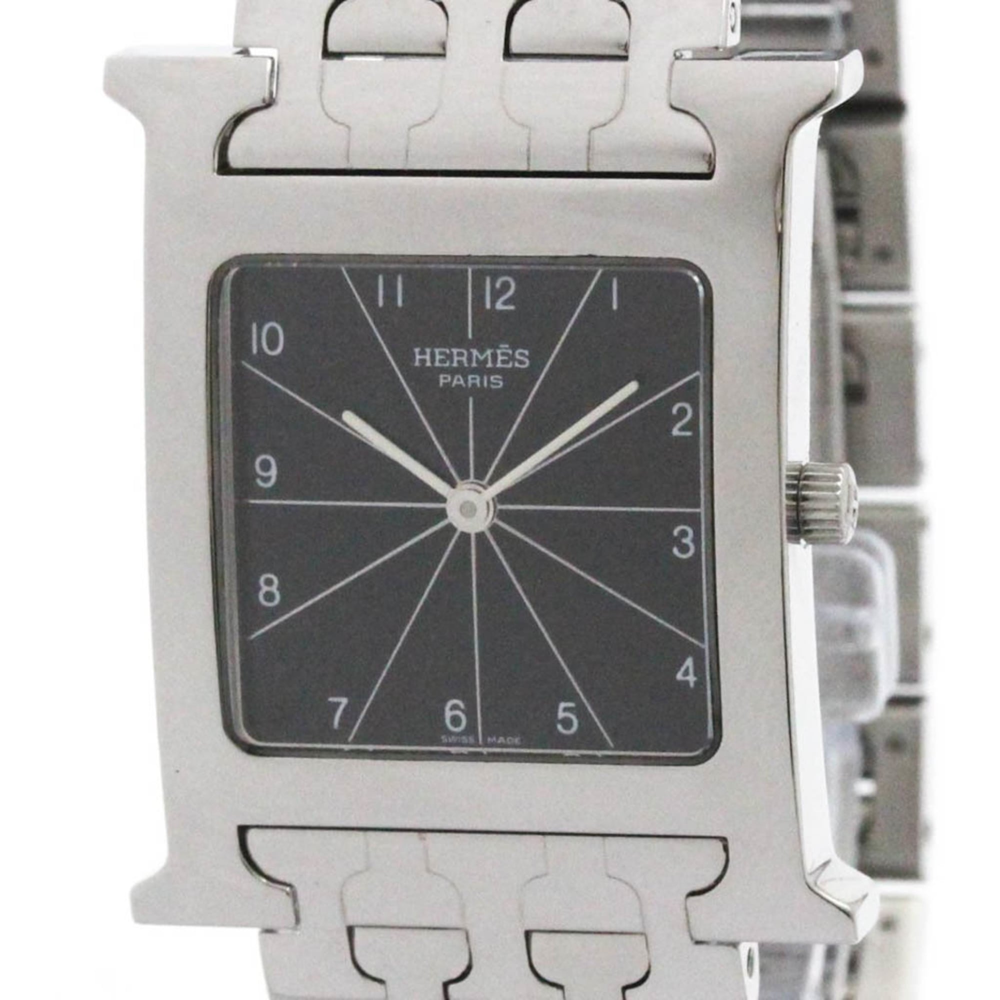 HERMES H Watch Stainless Steel Quartz Mens Watch HH1.710 Polished