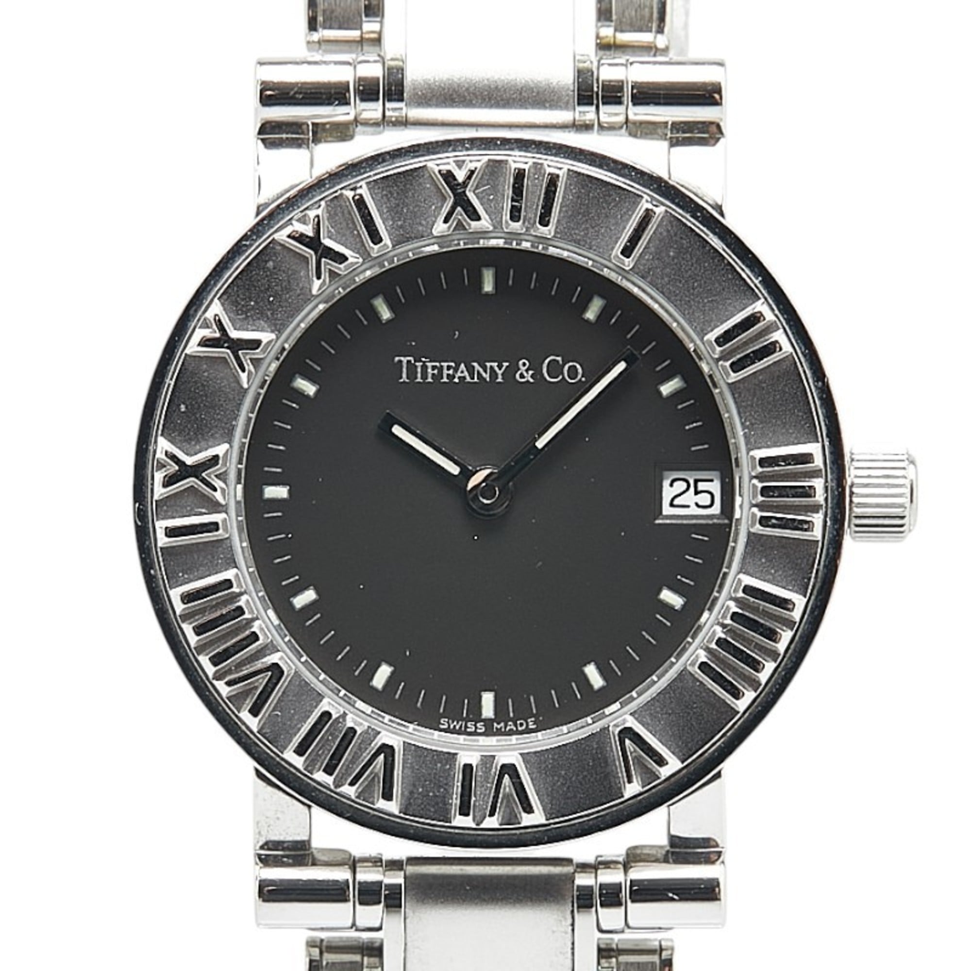 Tiffany Atlas Watch, Quartz, Black Dial, Stainless Steel, Women\'s, TIFFANY&Co.