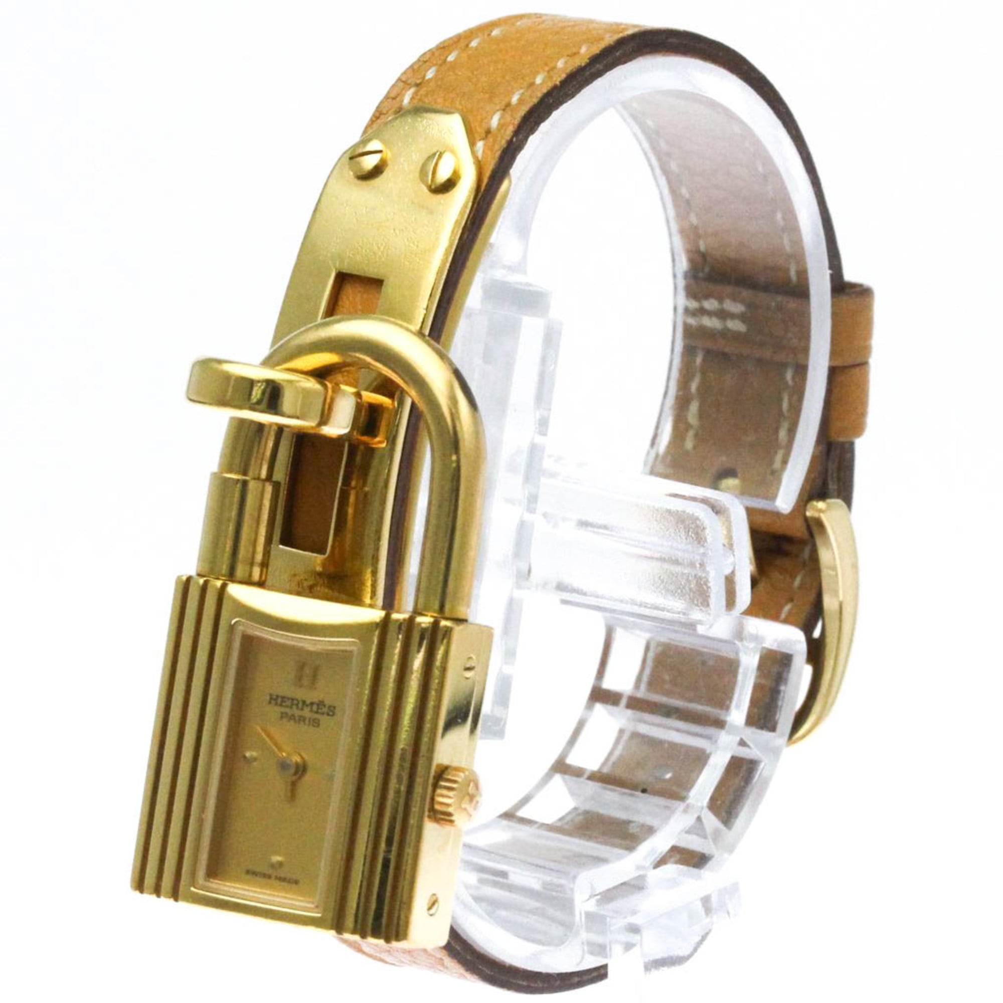 HERMES Kelly Watch Gold Plated Leather Quartz Ladies Watch