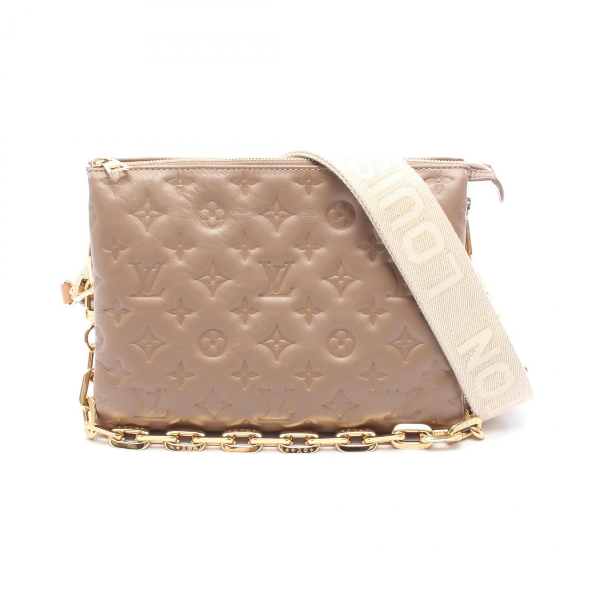 Louis Vuitton Coussin PM Monogram Shoulder Bag in Taupe Leather, Beige, Women\'s, M59277