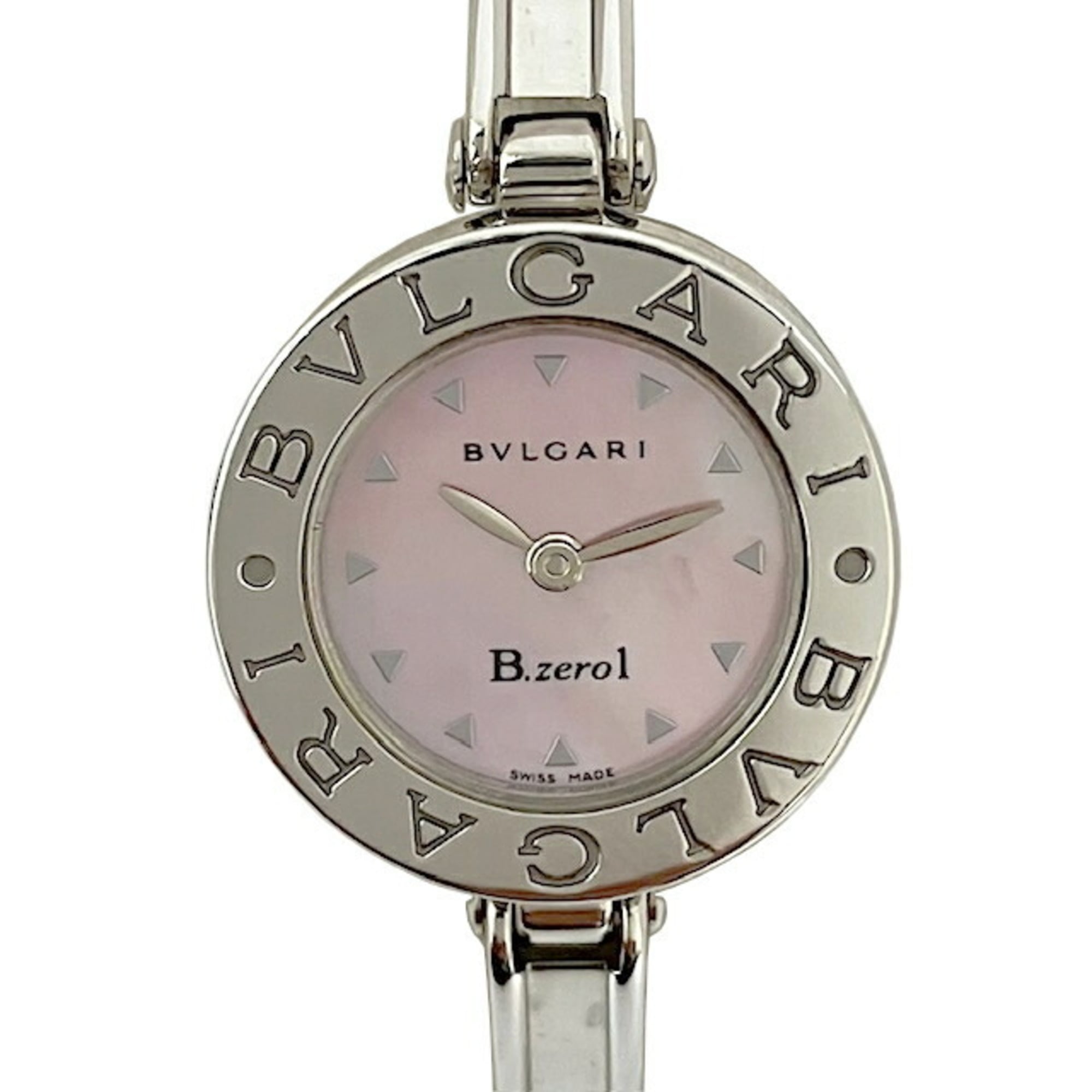BVLGARI B-zero1 BZ22S Shell Dial Pink Stainless Steel Bangle Watch Wristwatch Women\'s