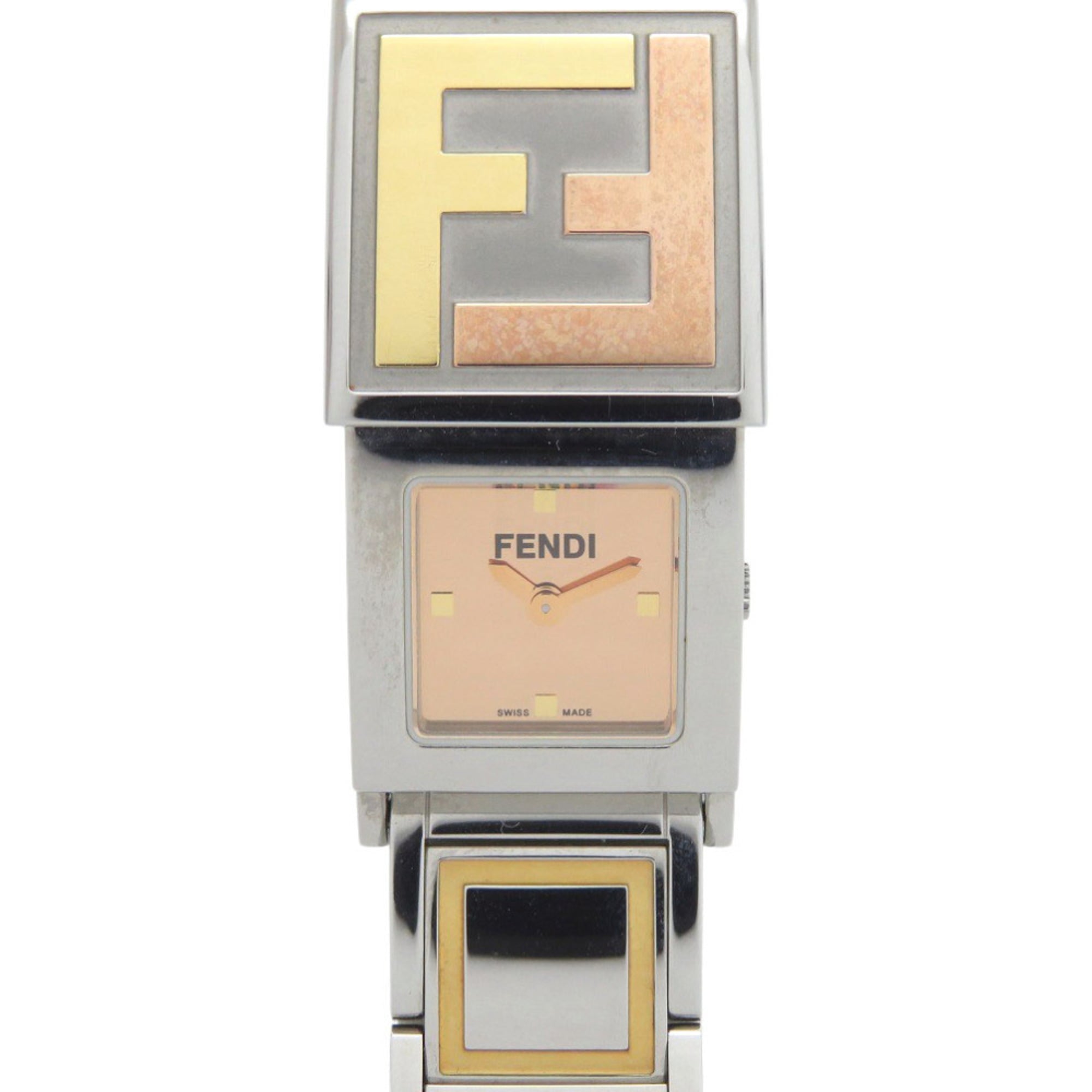 Fendi Secret 2 Time Zone 5500L Stainless Steel Gold Quartz Watch 1915 FENDI