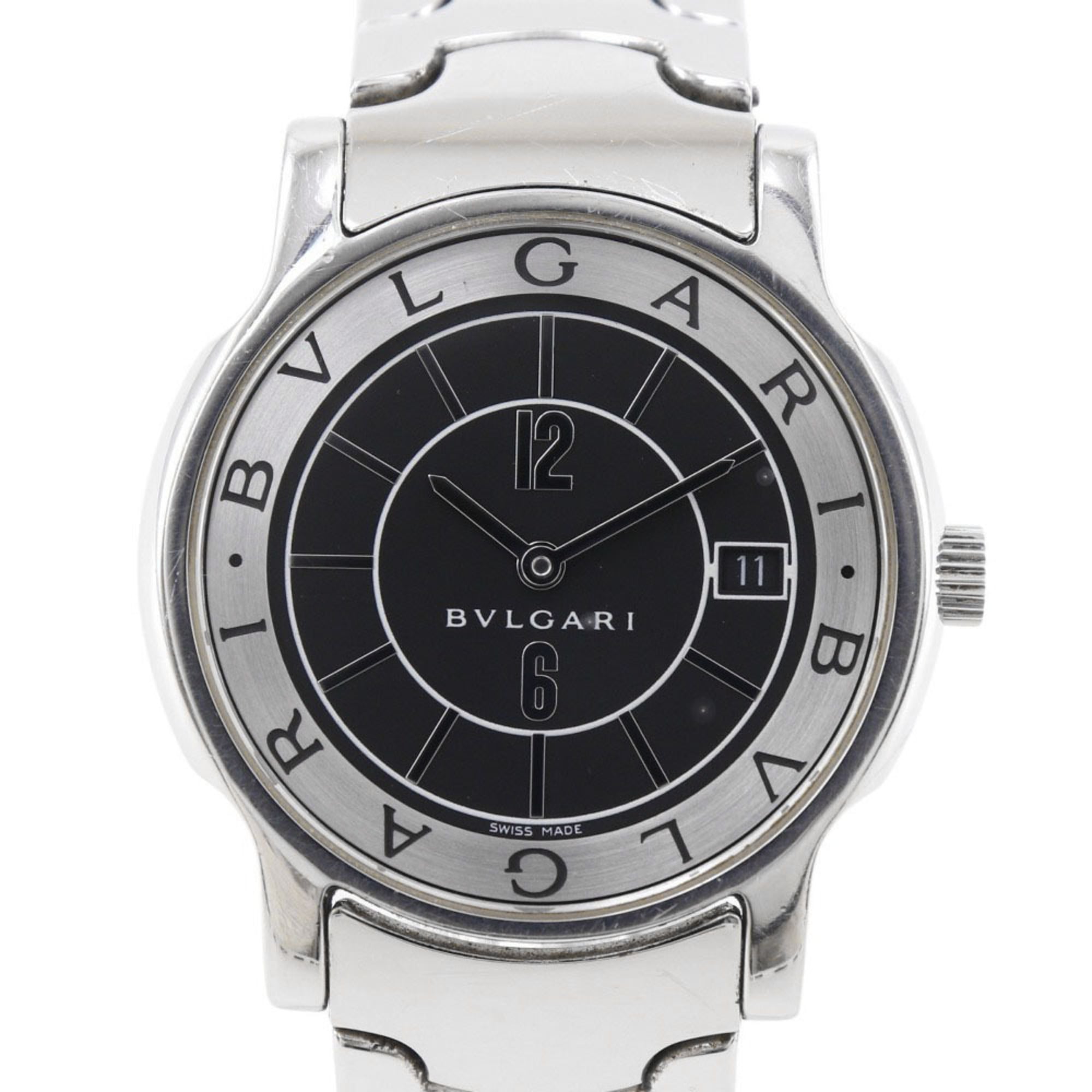 Bvlgari Solo Tempo ST35S Men\'s Stainless Steel Quartz Analog Display Watch with Black Dial