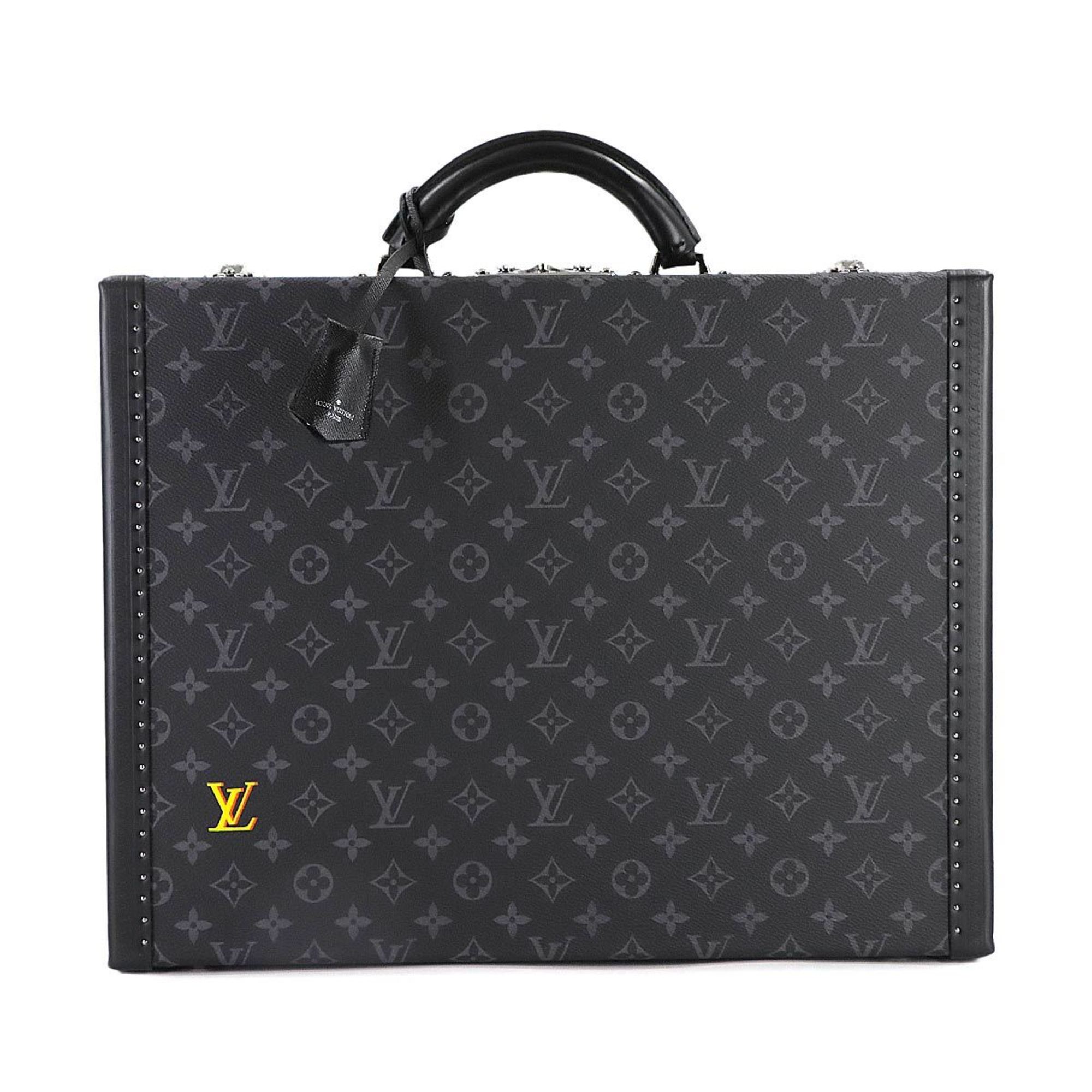 Louis Vuitton Monogram Eclipse President Classeur 45 Trunk Case Handbag in Black with Silver Hardwar