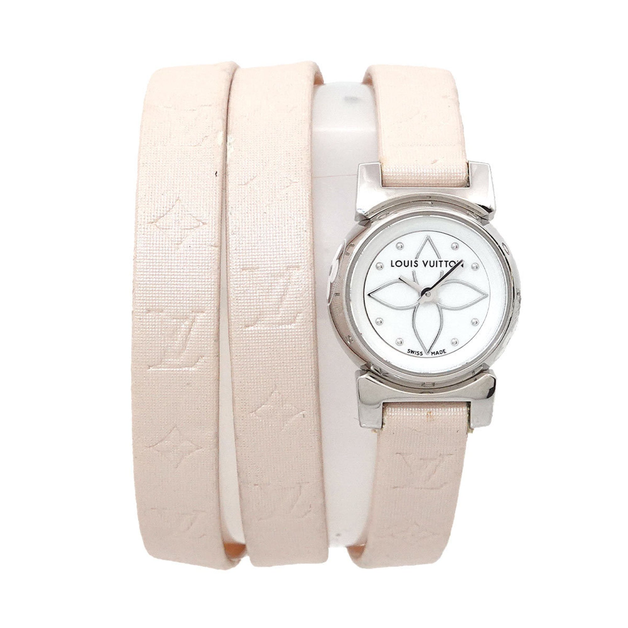 Louis Vuitton Tambour Bijou Triple Coiled Q151C Women\'s White Shell Quartz Watch