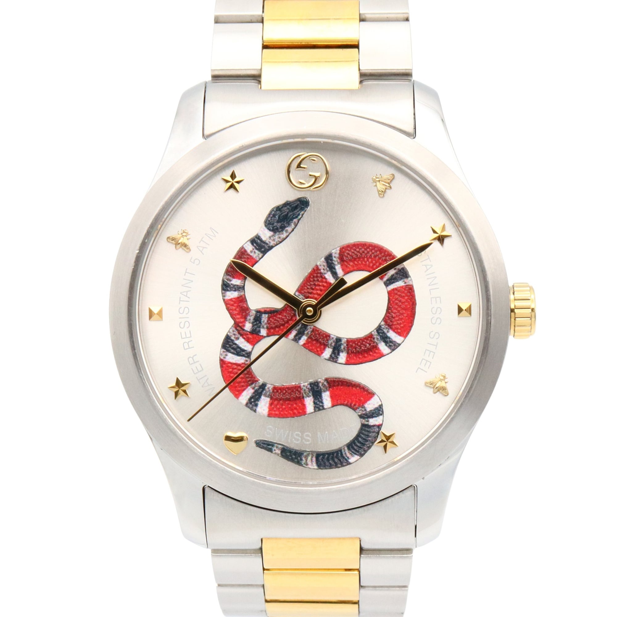 Gucci G-Timeless Watch, GP (Gold Plated) Stainless Steel, Silver, Boys, Size 126.4