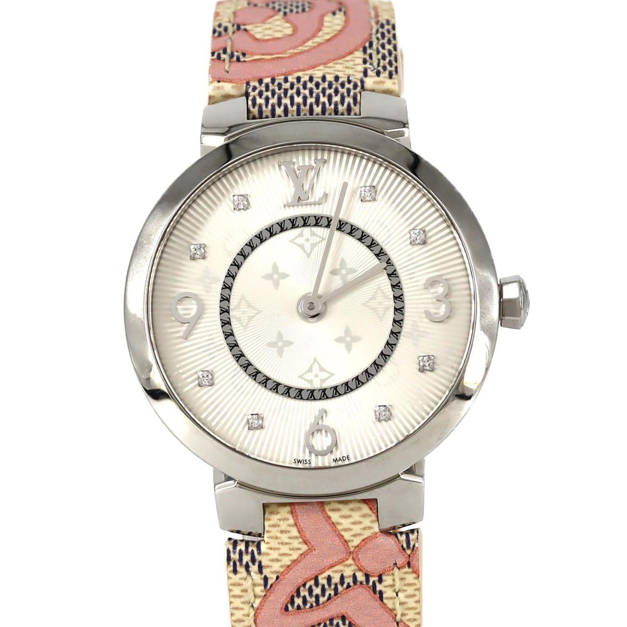 Louis Vuitton Tambour Monogram 8P Q13MJ Stainless Steel Quartz Watch