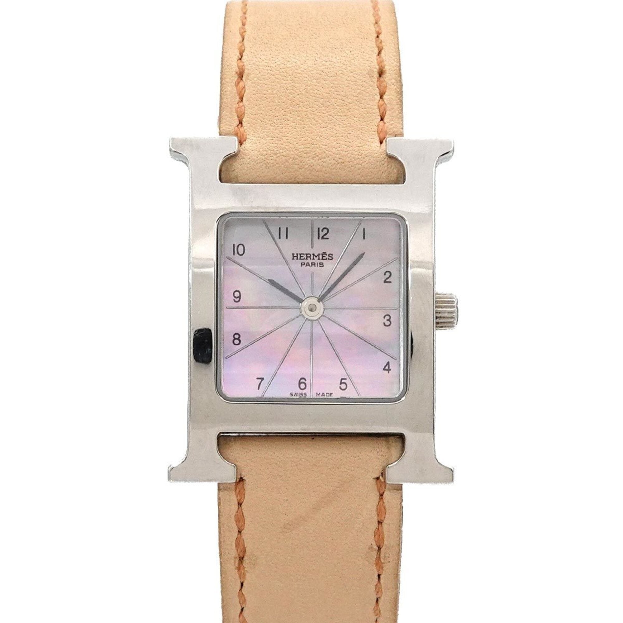 Hermes H-Watch HH1 210 Women\'s Watch Pink Shell Quartz H