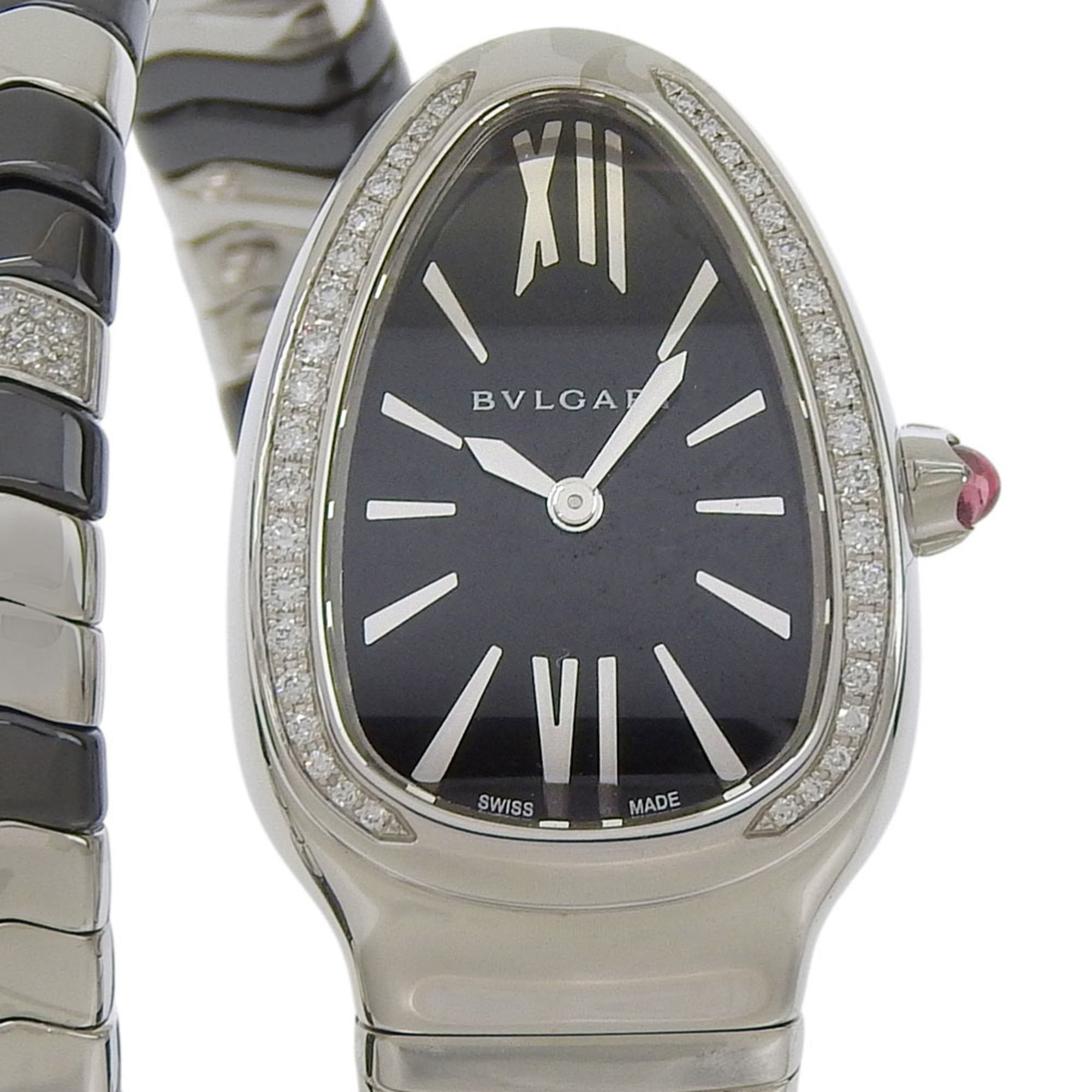 Like New Bulgari BVLGARI Serpenti Tubogas Snake Single Spiral SP35S SP35BBSDBCSD1 Diamond