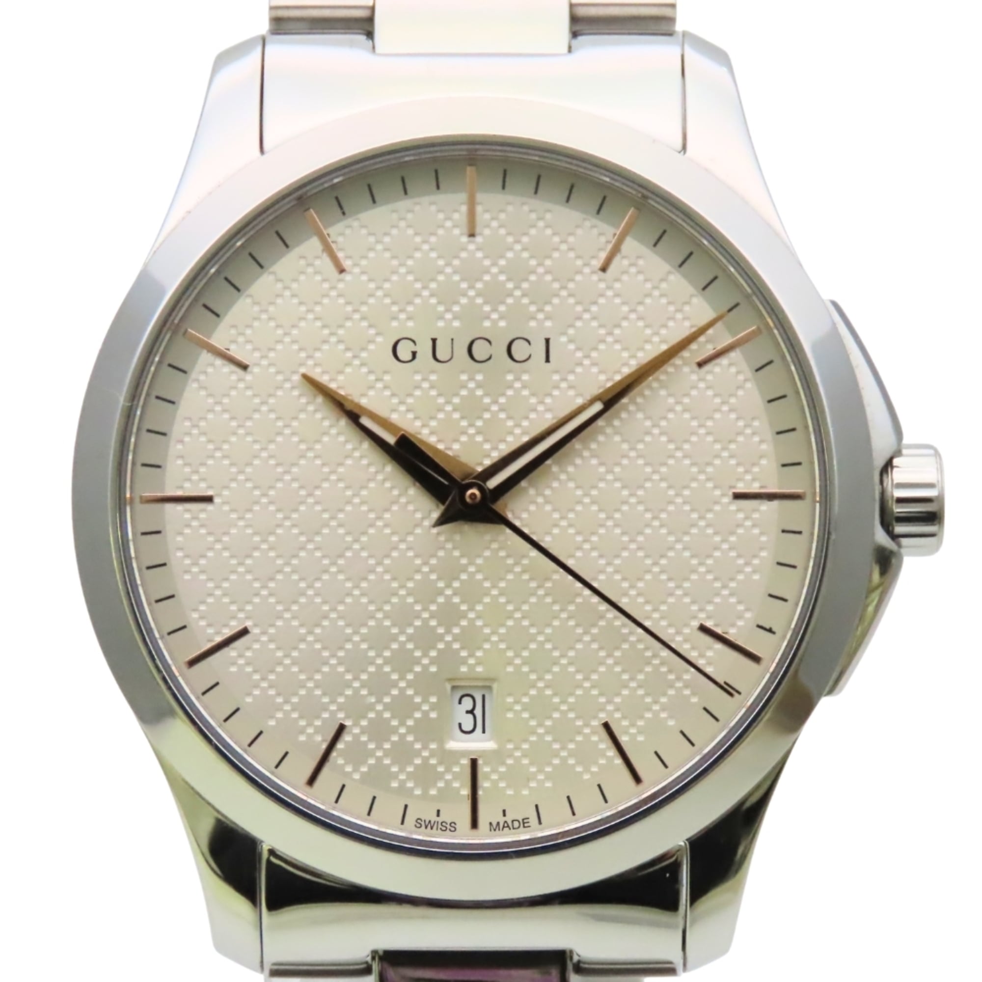Gucci G-Timeless 126.4 SS Diamante Men\'s Watch GUCCI