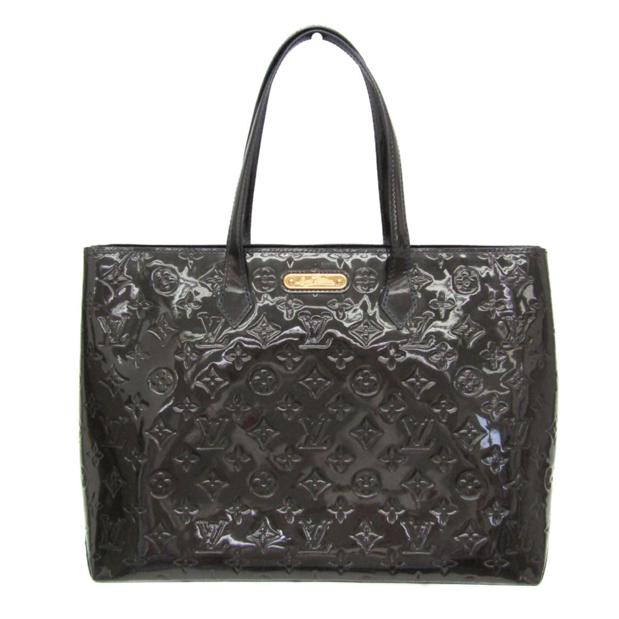 Louis Vuitton Monogram Vernis Wilshire MM M91439 Women\'s Handbag Blue Infini