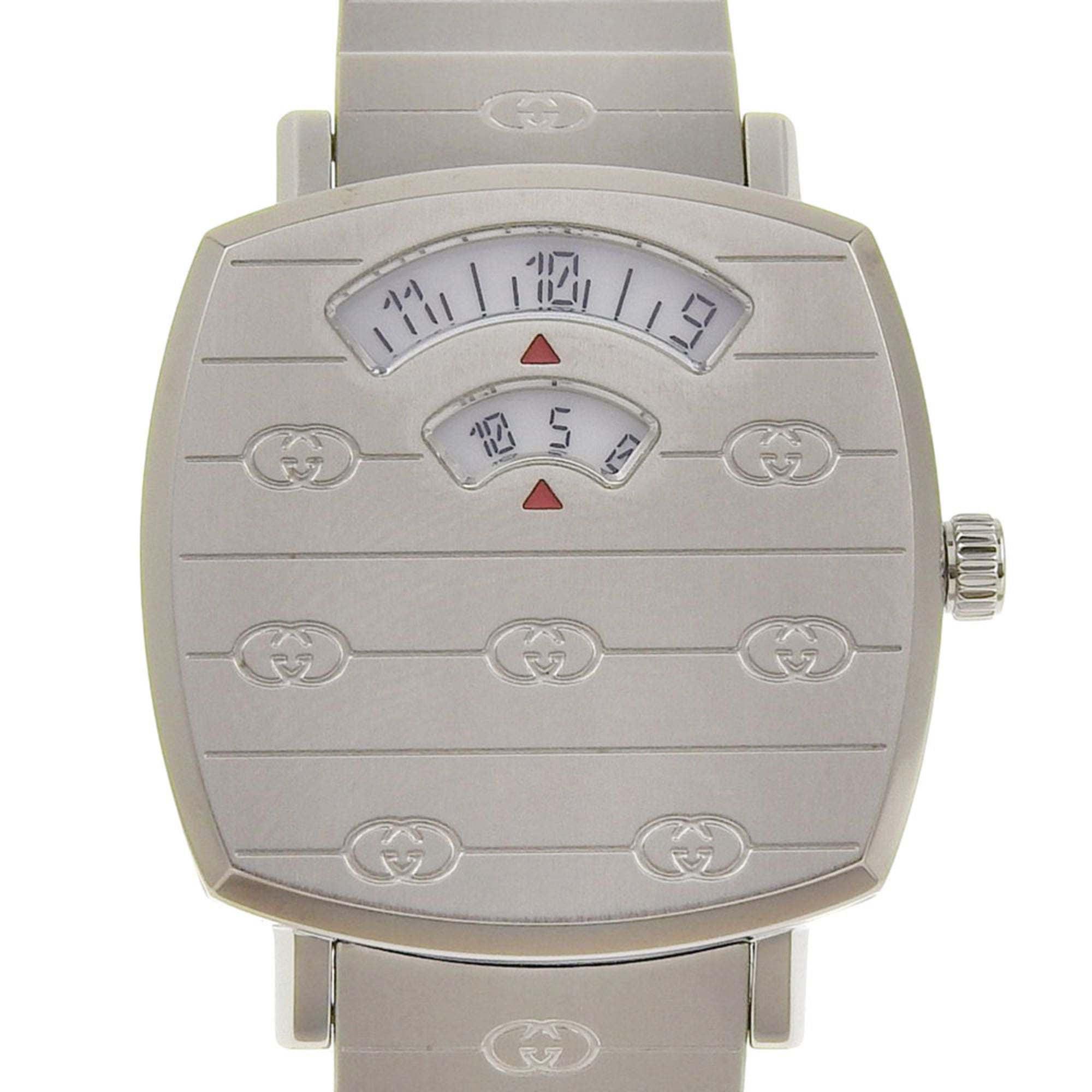 Gucci Grip Watch 157.5/YA157501 Stainless Steel Quartz Analog Display White Dial Women\'s