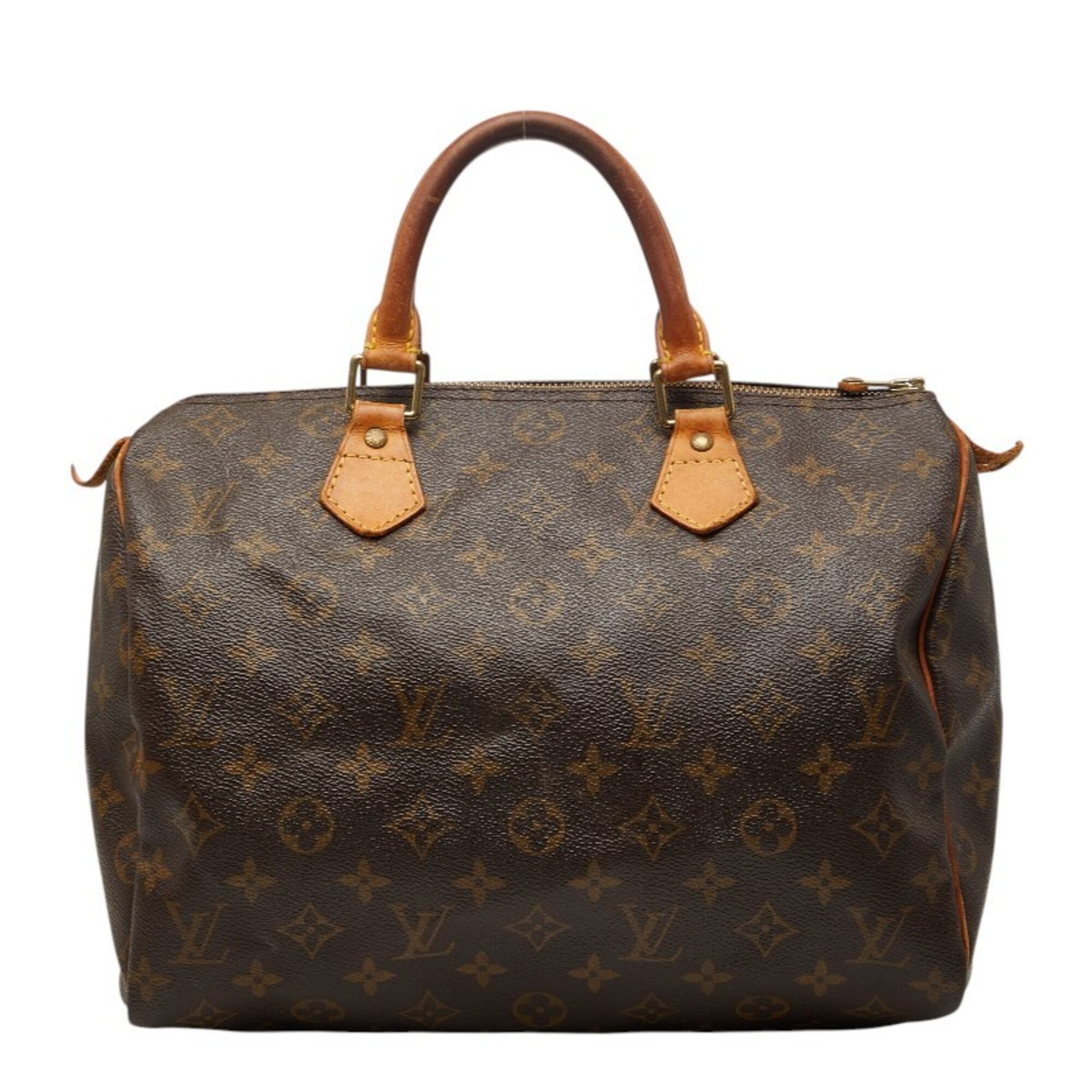 Louis Vuitton Monogram Speedy 30 Handbag Mini Boston Bag Travel M41526 Brown Leather Women\'s LOUIS