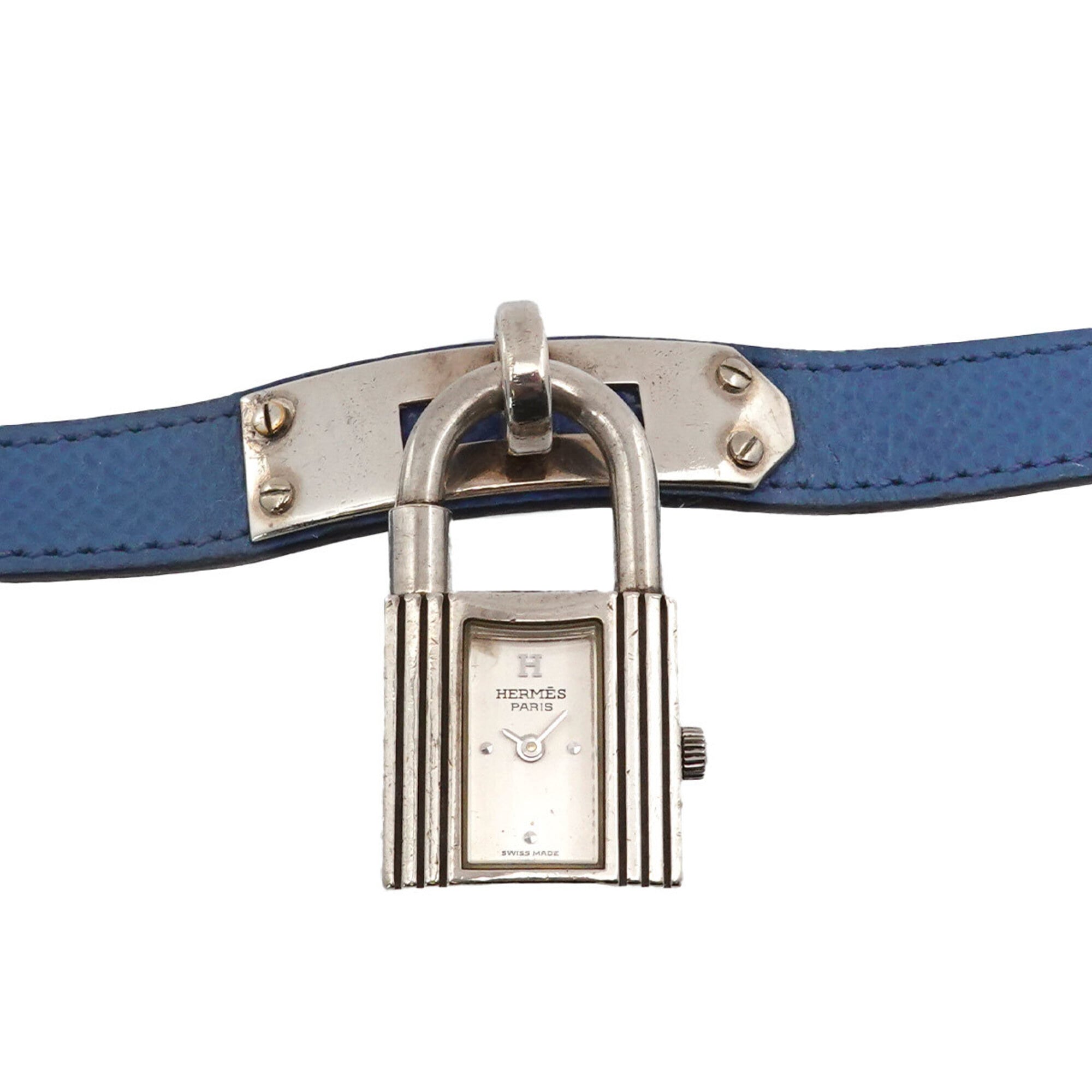 Hermes Kelly Watch, Ladies\' Wristwatch, Silver SV925, Yellow Leather Strap, Quartz Padlock.