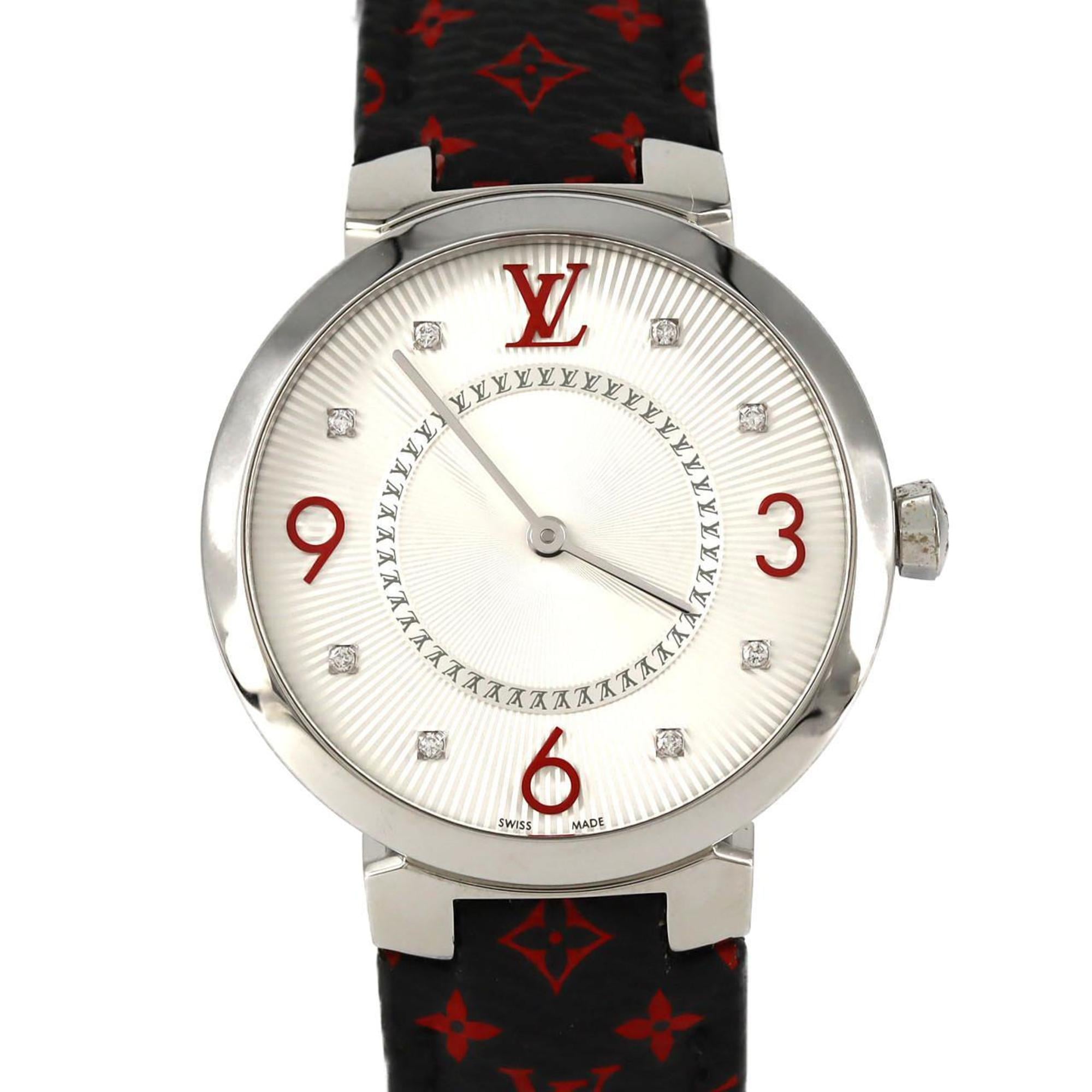 Louis Vuitton Tambour Monogram 8P Q13MJA Stainless Steel Quartz Watch