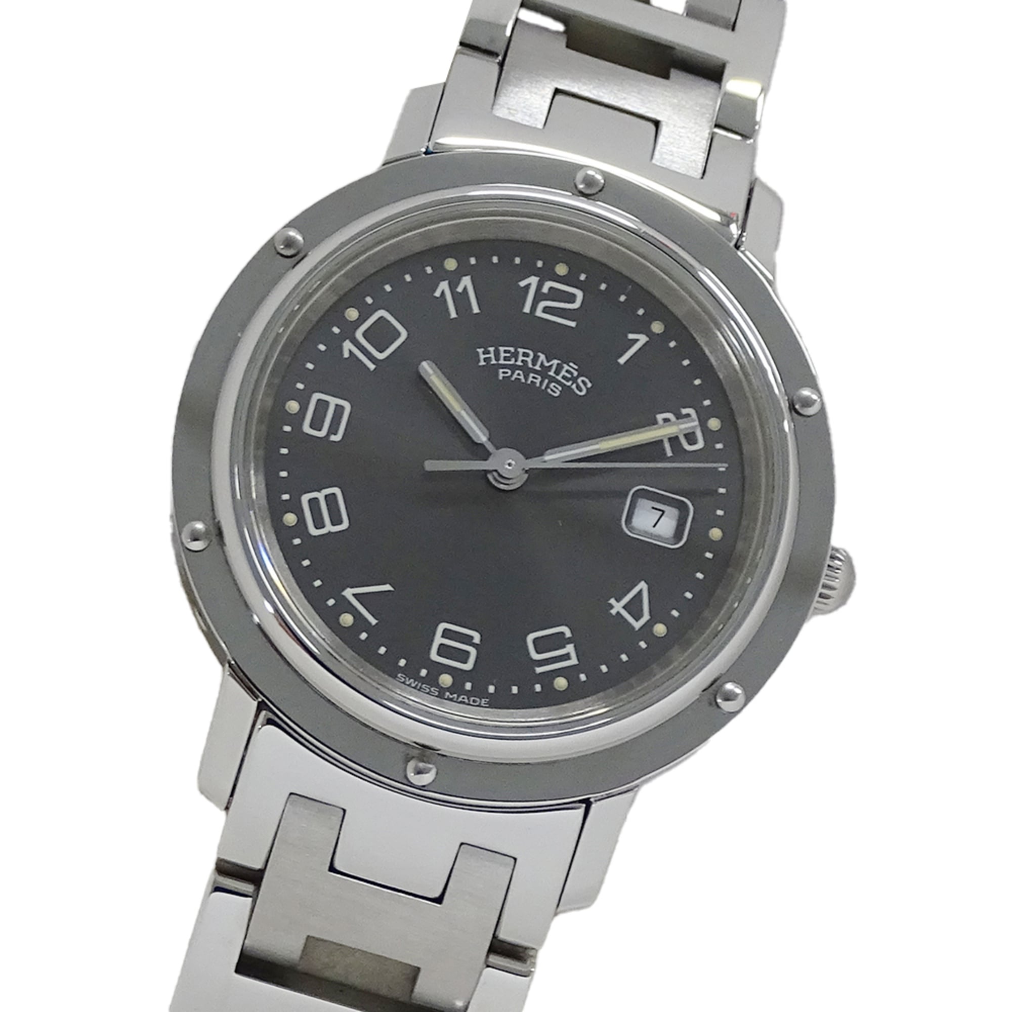 Hermes HERMES Boys\' Watch, Clipper Date, Quartz, Stainless Steel (SS), CL4.410, Silver/Gray