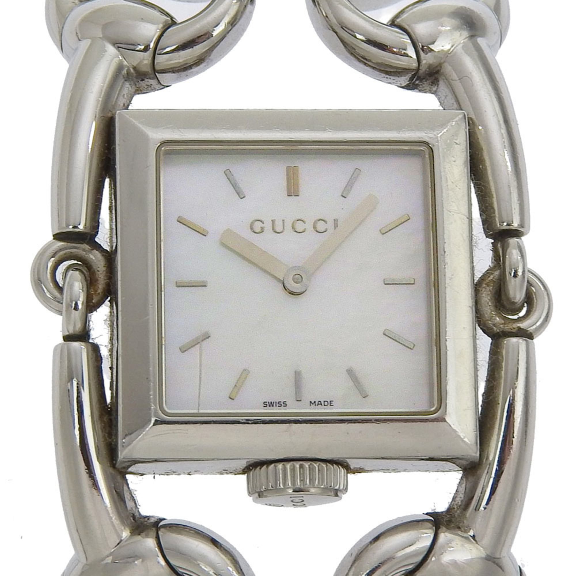 Gucci Signoria Watch, 116.3mm, Stainless Steel, Quartz Movement, Analog Display, White Shell Dial, W