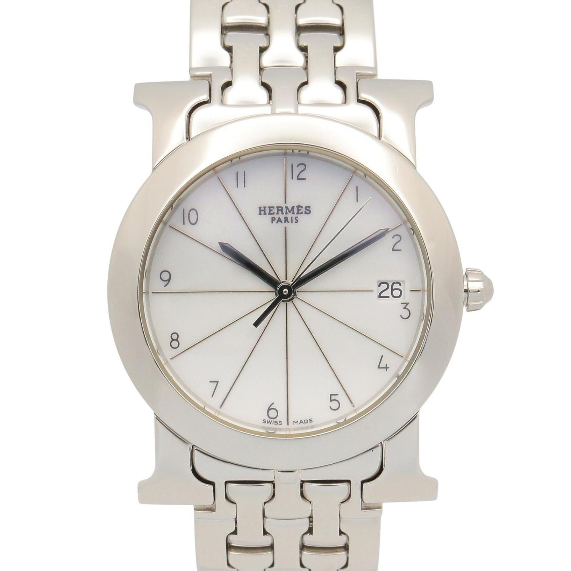 Hermes H-Watch Ronde Wristwatch, Stainless Steel, Women\'s, White (HR1.510)