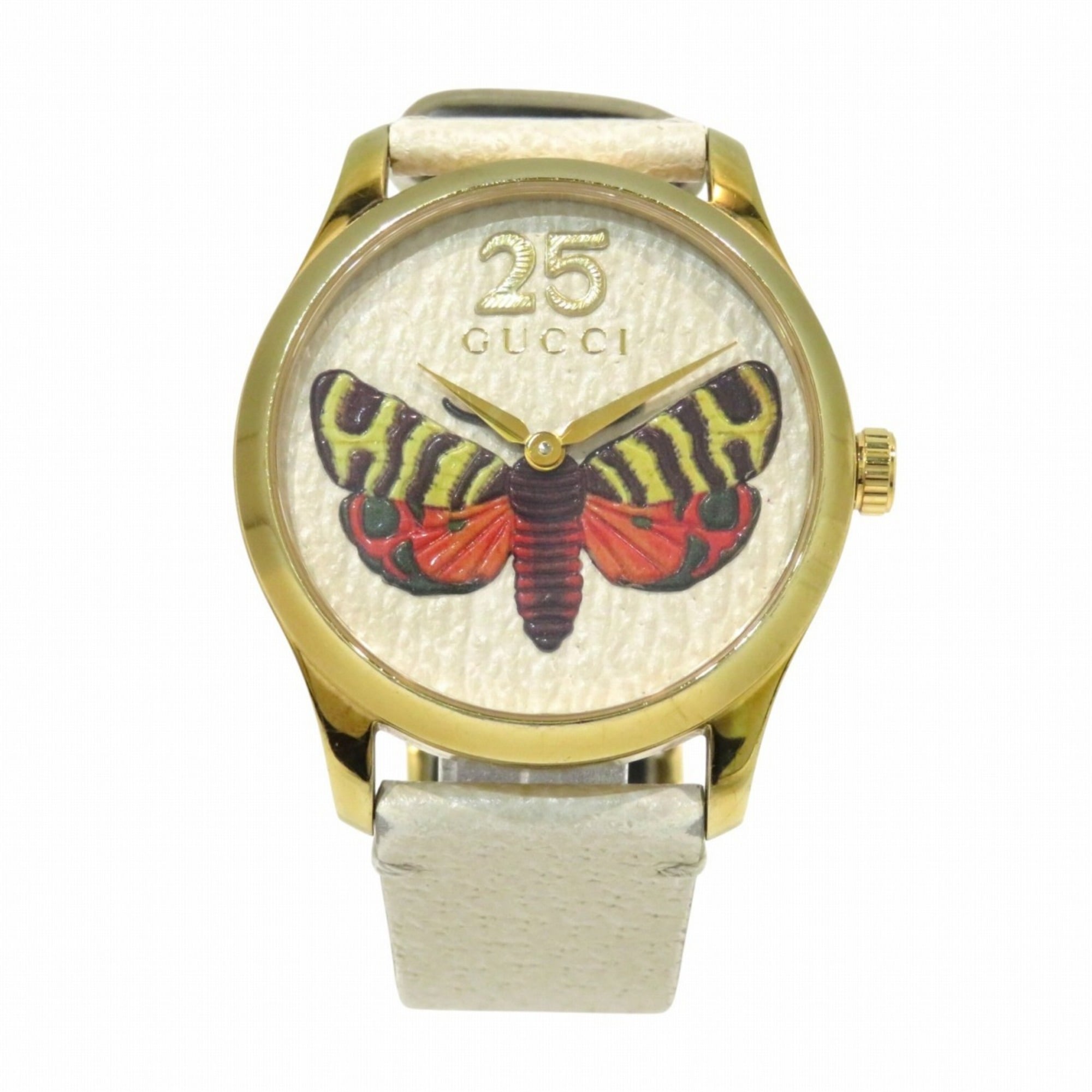 Gucci G-Timeless Watch, 49.5g, Genuine Leather, Quartz Movement, Ivory Dial, YA1264062